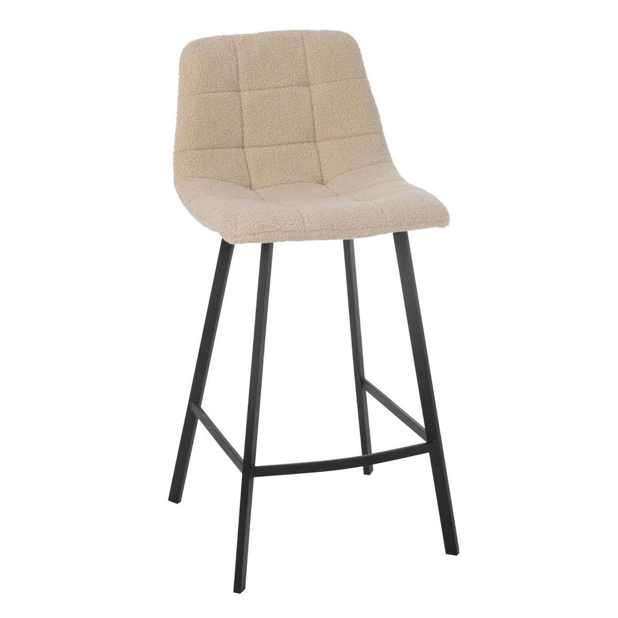 J-LINE Chaise de bar matelassée bouclette  kent  95cm blanc