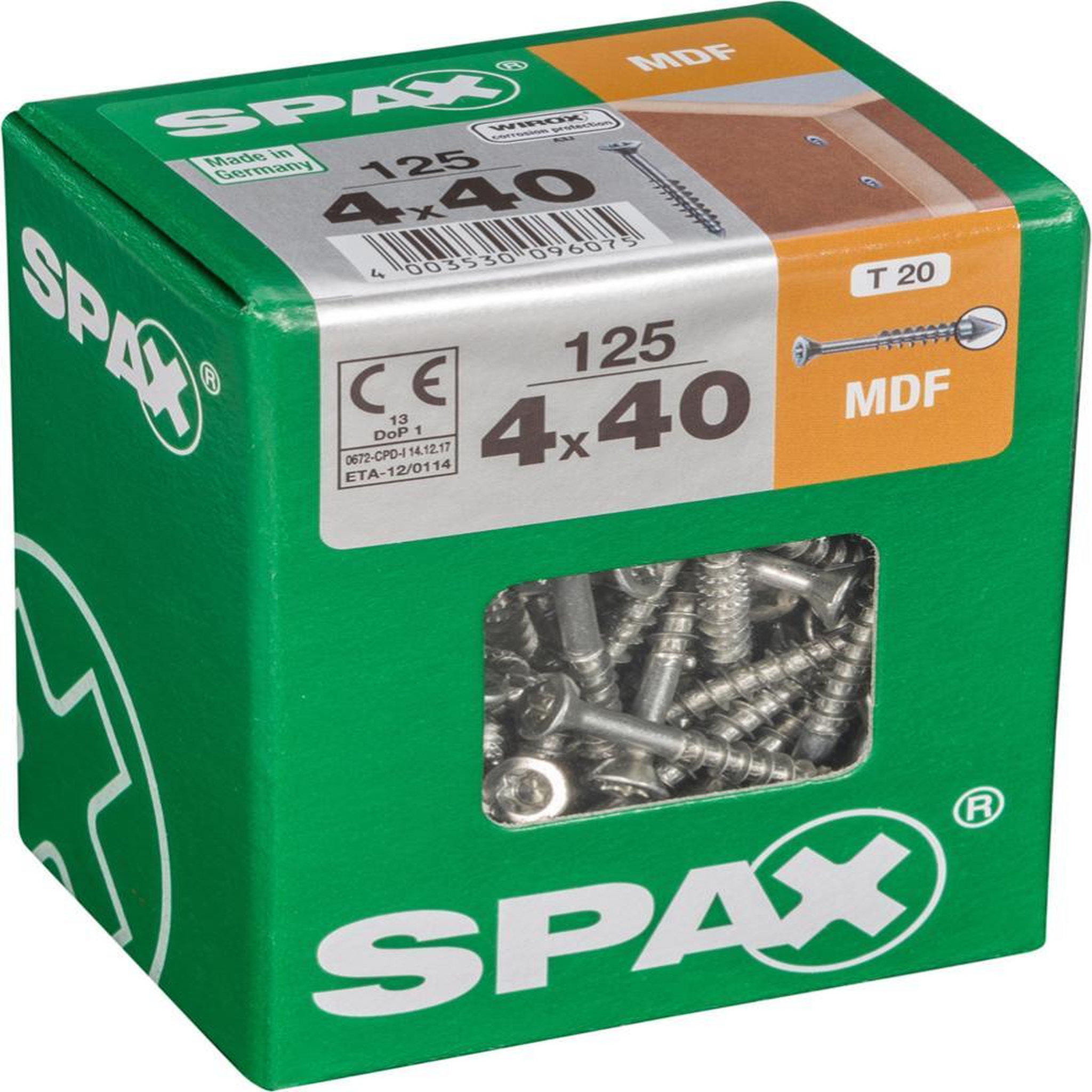 CENTRALE BRICO Lot de 125 vis acier tête fraisée spax, diam.4 mm x l.40 mm