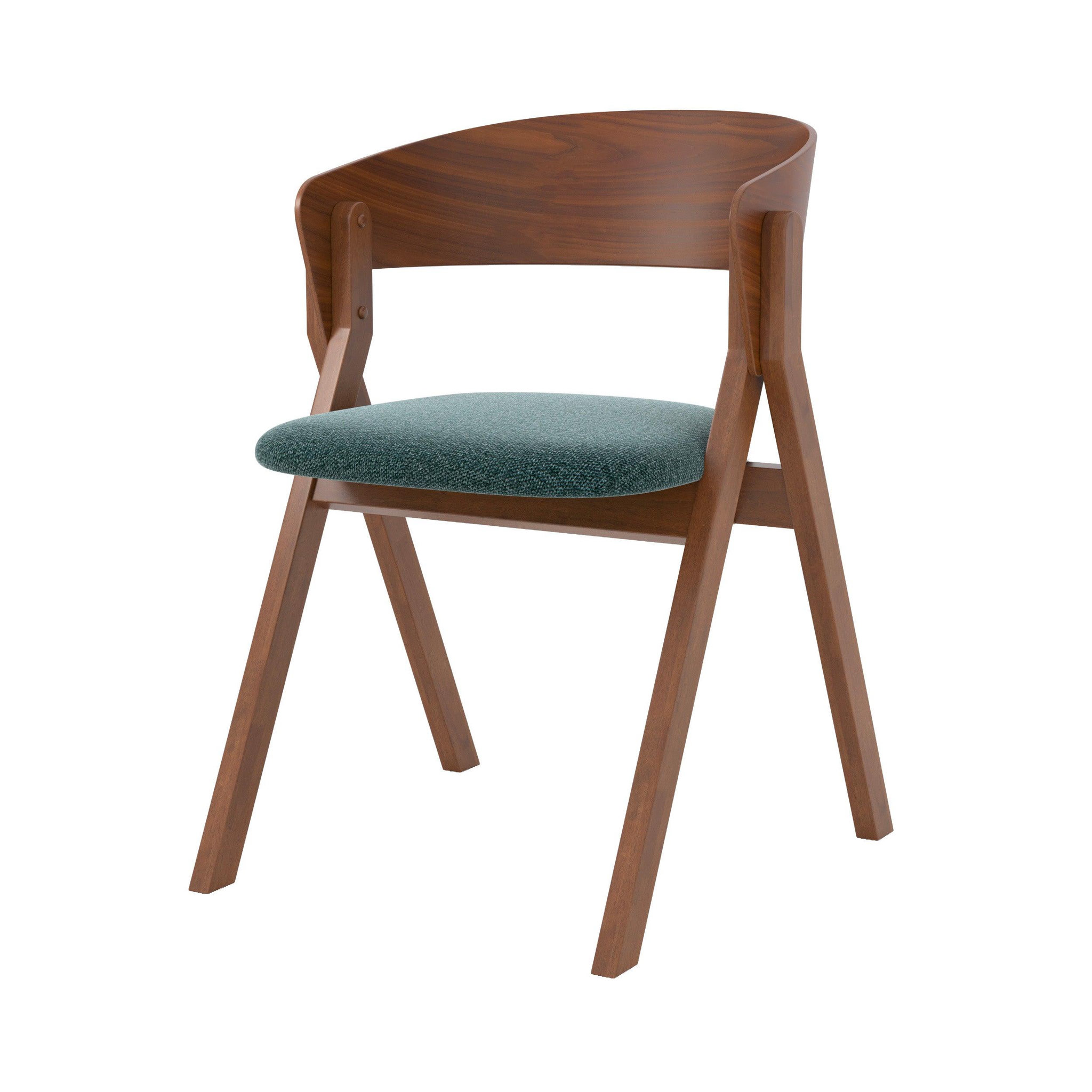 MAISON PAVANE Chaise en bois d'hévéa et tissu vert chiné-héloïse