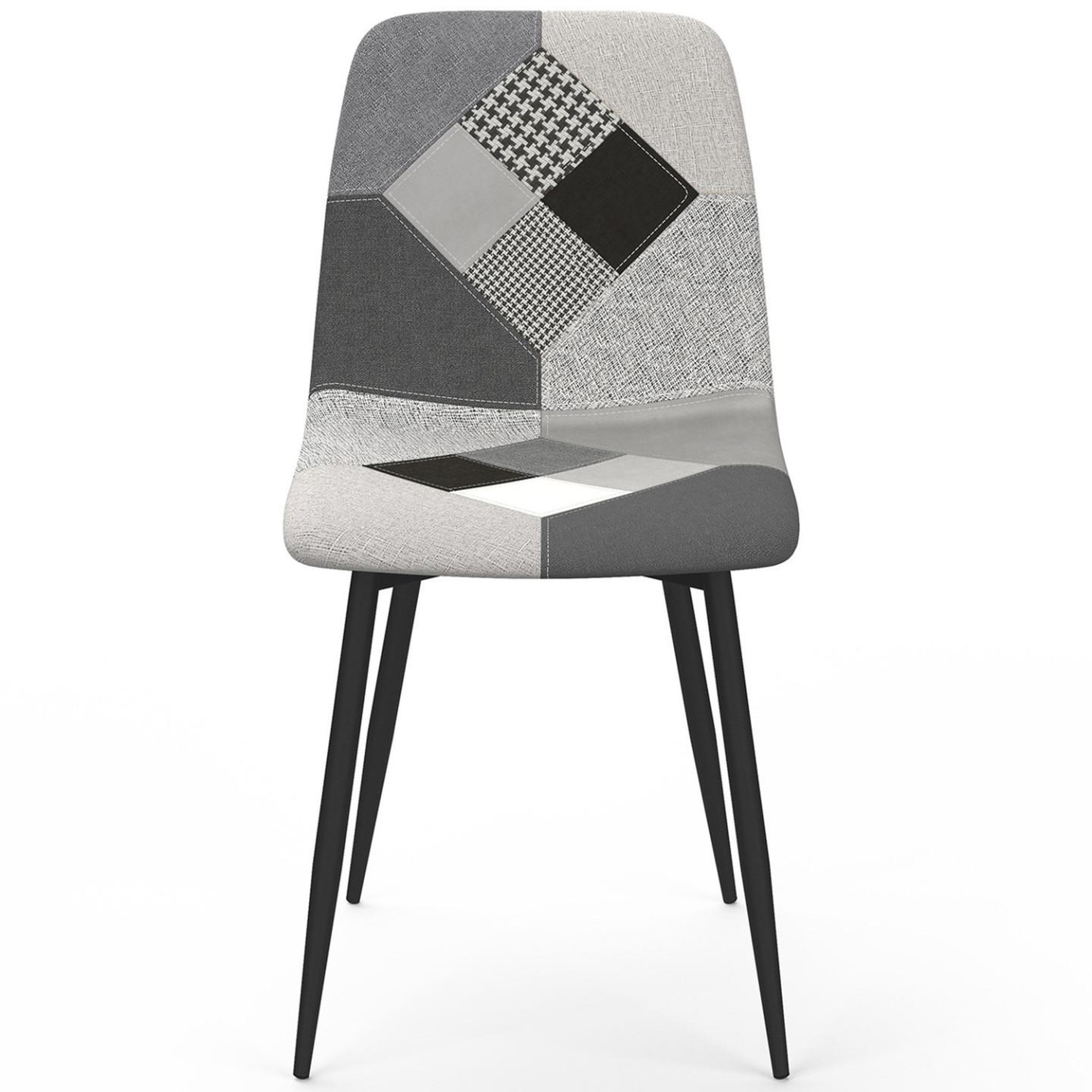 Voir la diapositive 3 : ID MARKET Lot de 6 chaises mila en velours gris foncé, gris clair, beige, noir et patchworks noir, gris et blanc x2 pour salle à manger