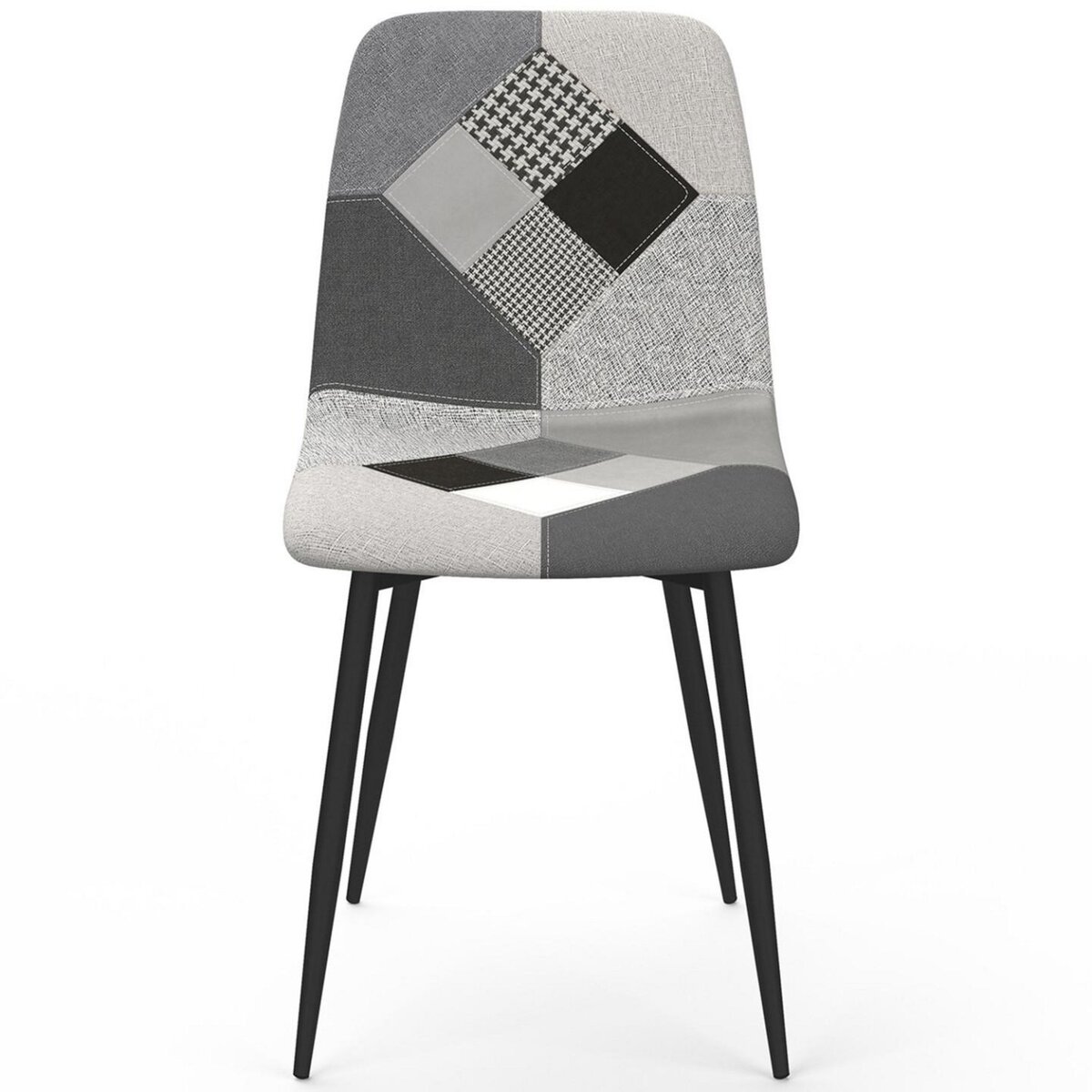 ID MARKET Lot de 6 chaises MILA en velours gris foncé, gris clair, beige, noir et patchworks noir, gris et blanc x2 pour salle à manger