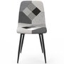 Voir la diapositive 3 : ID MARKET Lot de 6 chaises MILA en velours gris foncé, gris clair, beige, noir et patchworks noir, gris et blanc x2 pour salle à manger