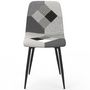 Voir la diapositive 3 : ID MARKET Lot de 6 chaises MILA en velours gris foncé, gris clair, beige, noir et patchworks noir, gris et blanc x2 pour salle à manger