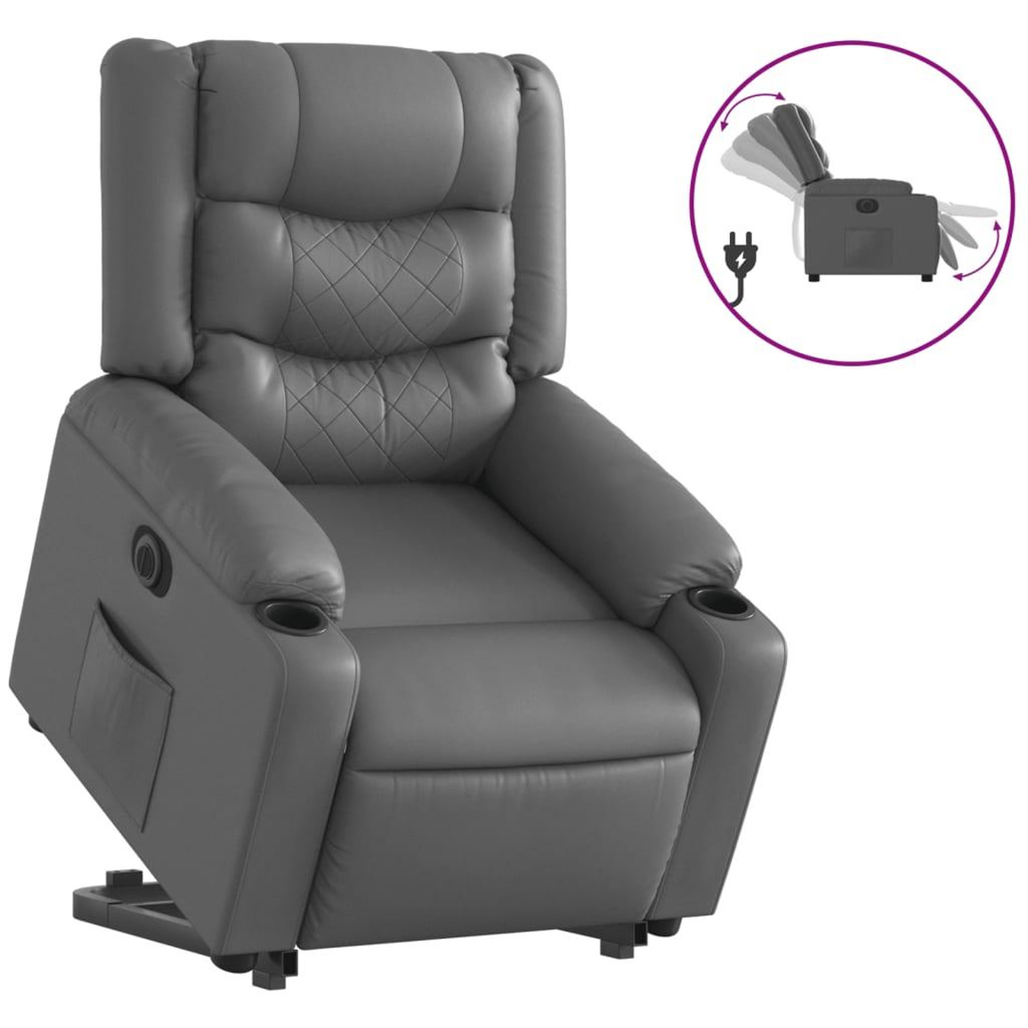 Voir la diapositive 2 : VIDAXL Fauteuil inclinable electrique gris similicuir