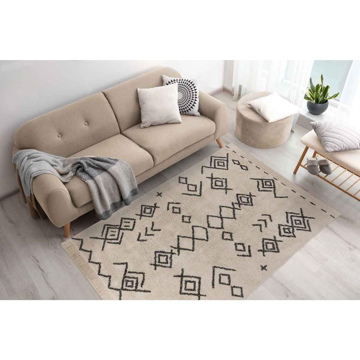 Paris Prix Tapis Tufté à la Main Ethnique  Mylen III  Beige & Noir