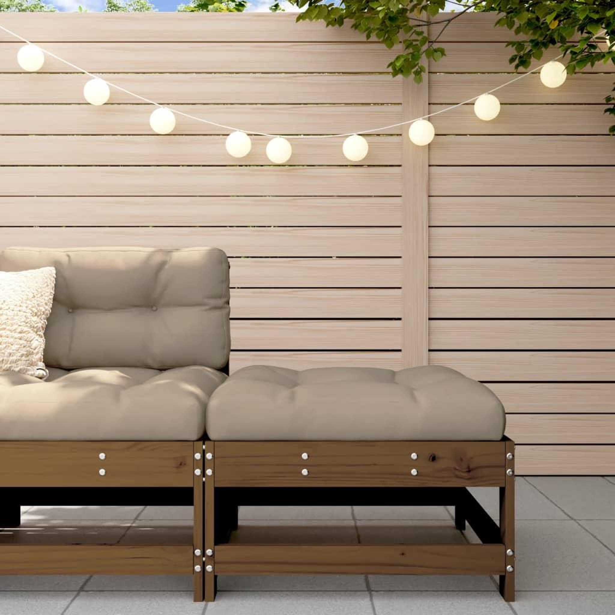 VIDAXL Repose-pied de jardin et coussin marron miel bois de pin massif