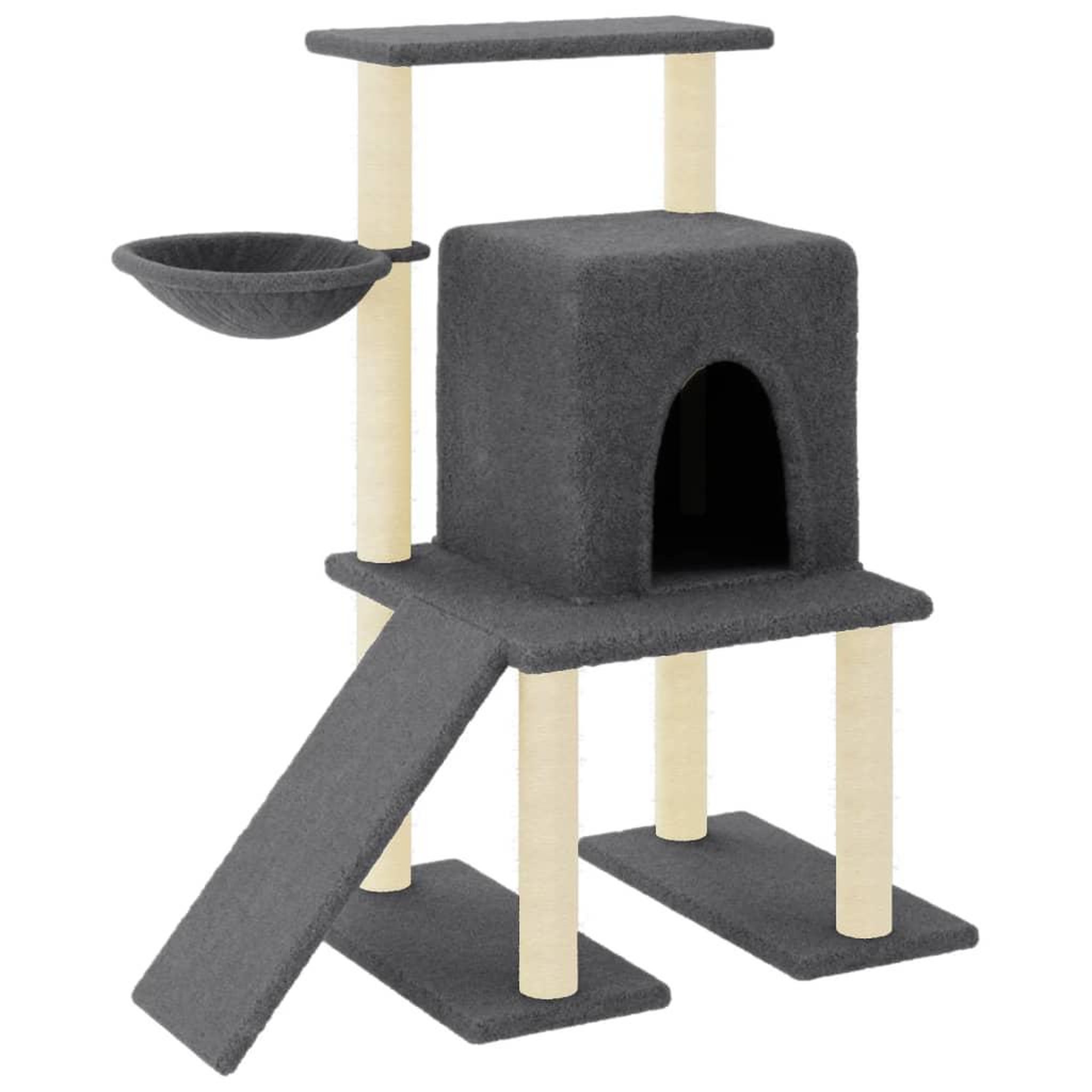 Voir la diapositive 2 : VIDAXL Arbre a chat avec griffoirs en sisal gris fonce 96,5 cm