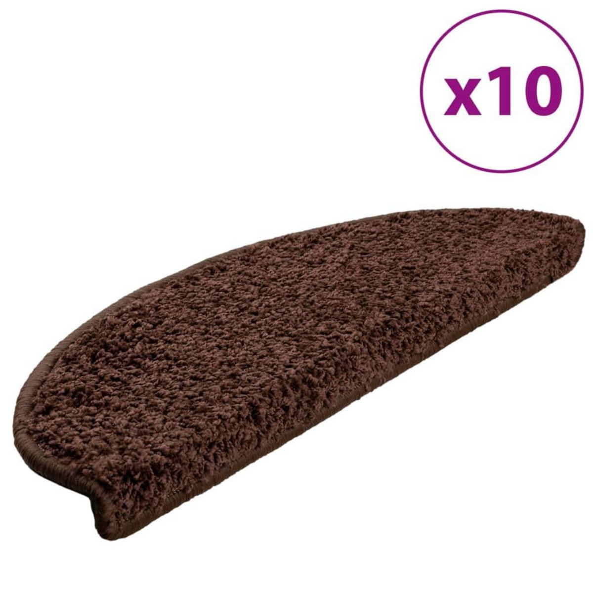 VIDAXL Tapis d'escalier 10 pcs 65x21x4 cm Marron