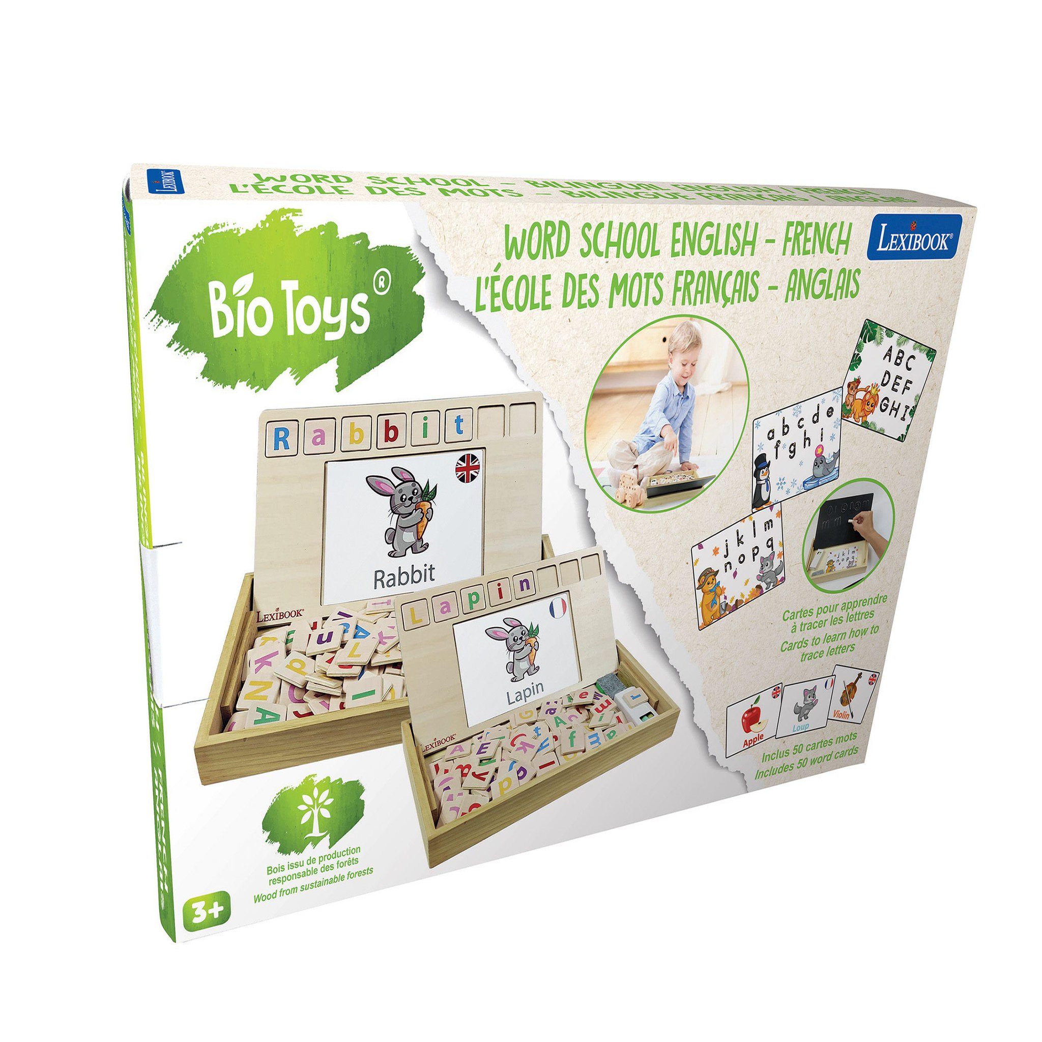 Voir la diapositive 3 : Lexibook Bio Toys L'Ecole des Mots bilingue Français- Anglais - Jeu en Bois
