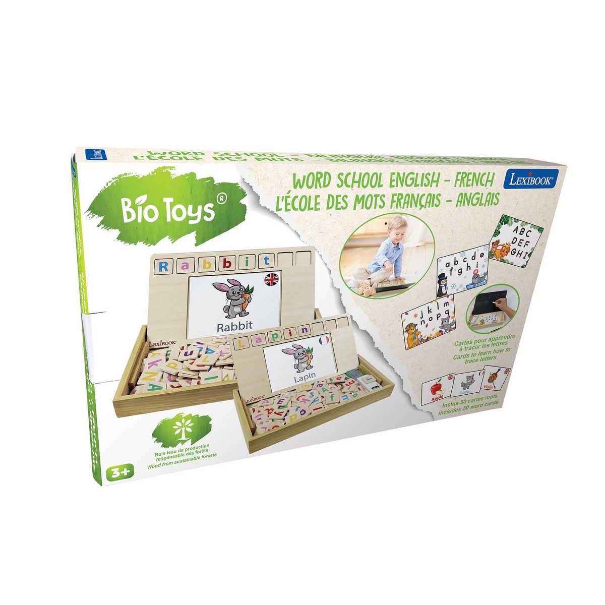 Lexibook Bio Toys L'Ecole des Mots bilingue Français- Anglais - Jeu en Bois