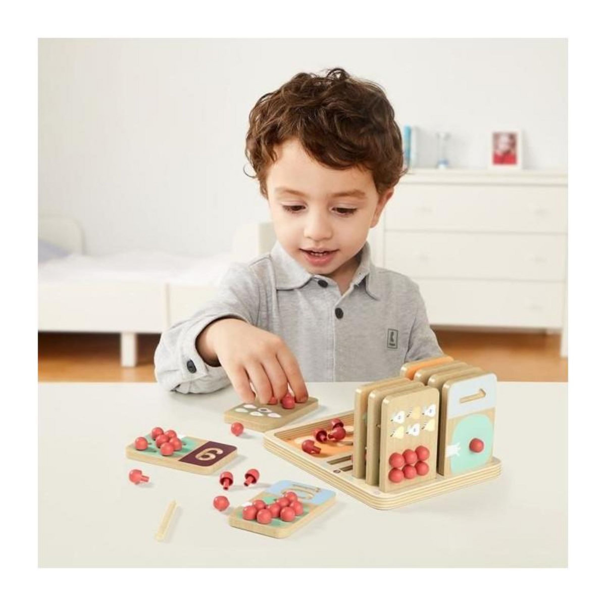 TOPBRIGHT Arbre Fruiter Entraîneur de Chiffres - TOP BRIGHT - Tableaux en Bois - Fruits a Piquer - Écriture