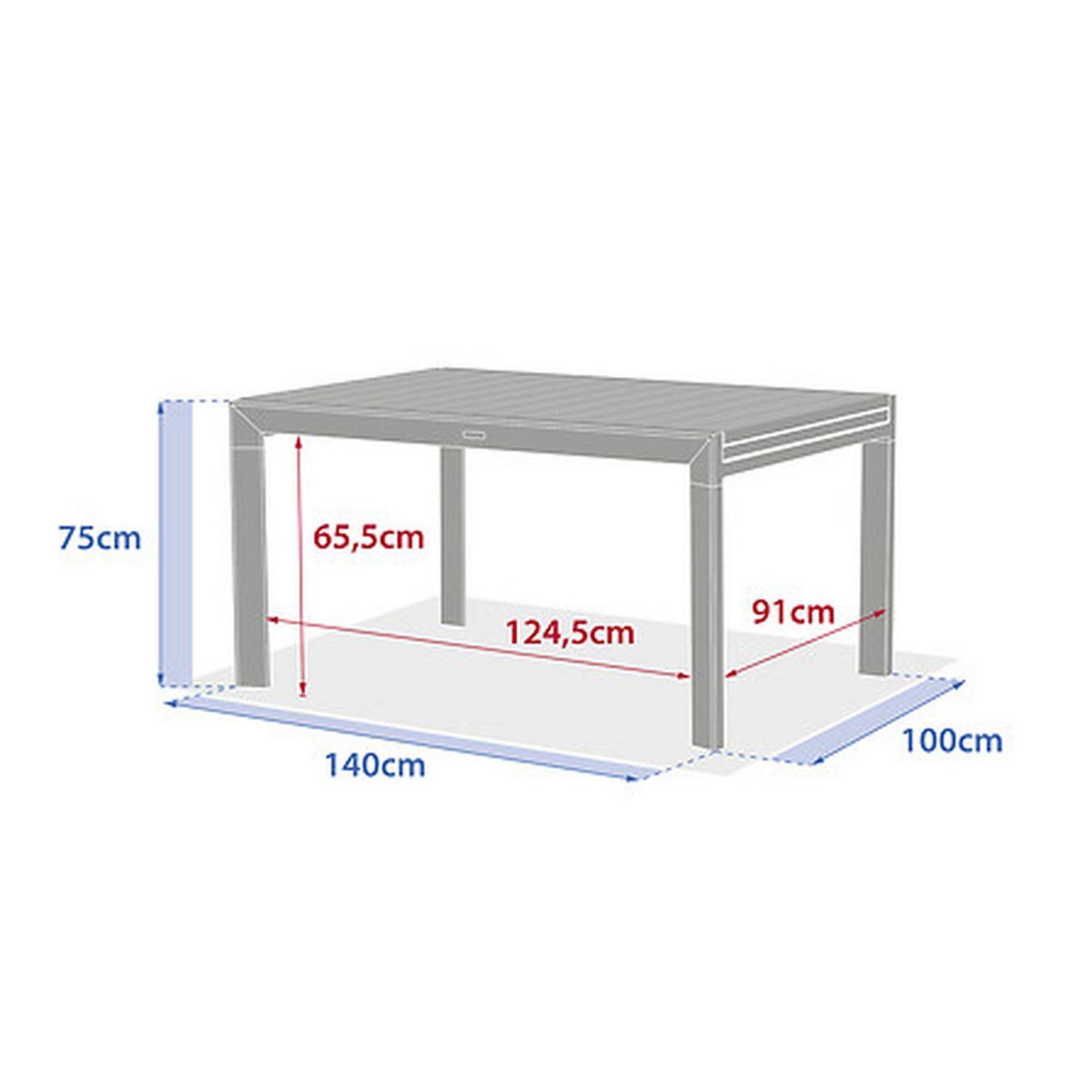 HESPERIDE Table de jardin extensible en aluminium effet bois 10 places EVASION - Honey et graphite