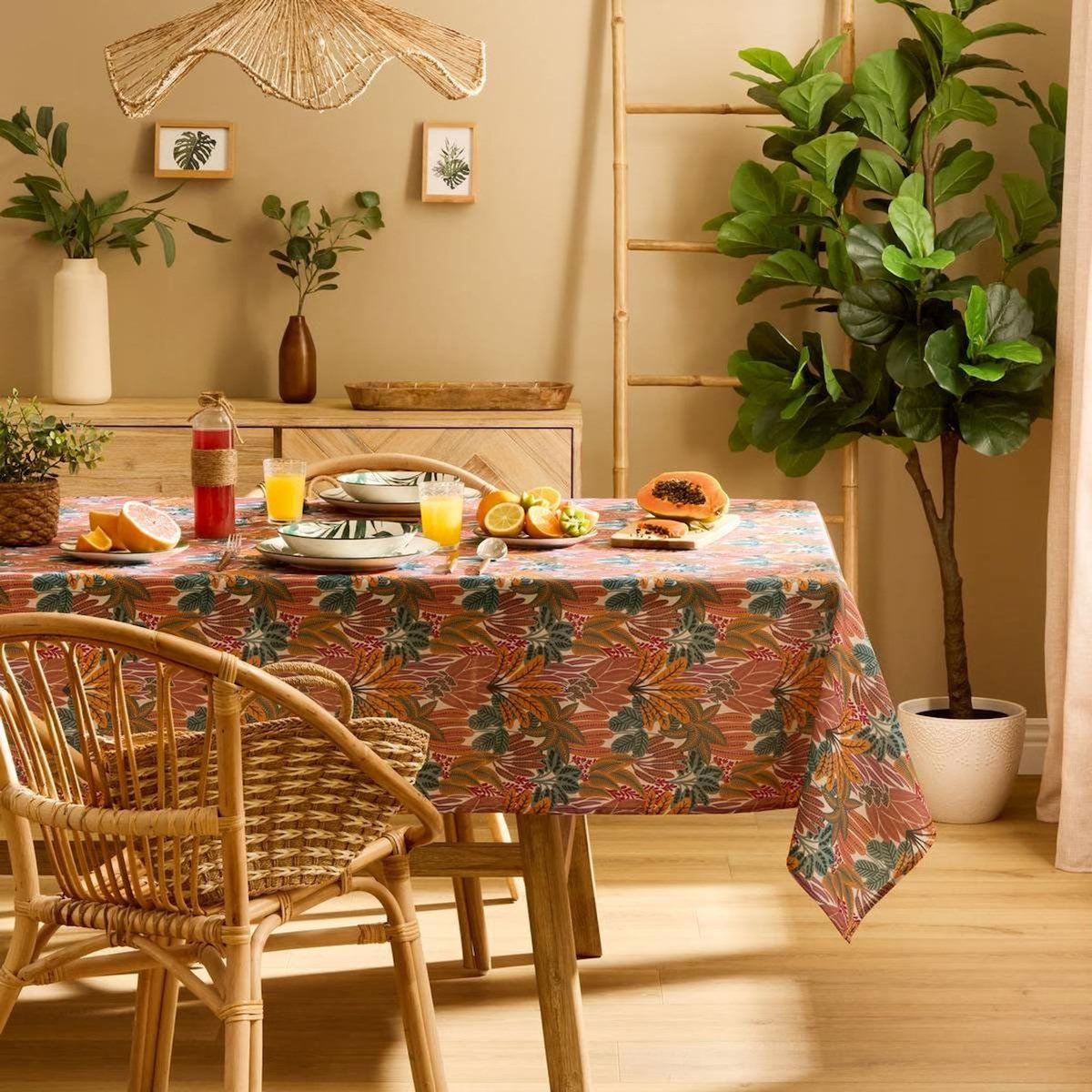 ATMOSPHERA Nappe Antitache Imprimée  Tropical  150x300cm Multicolore