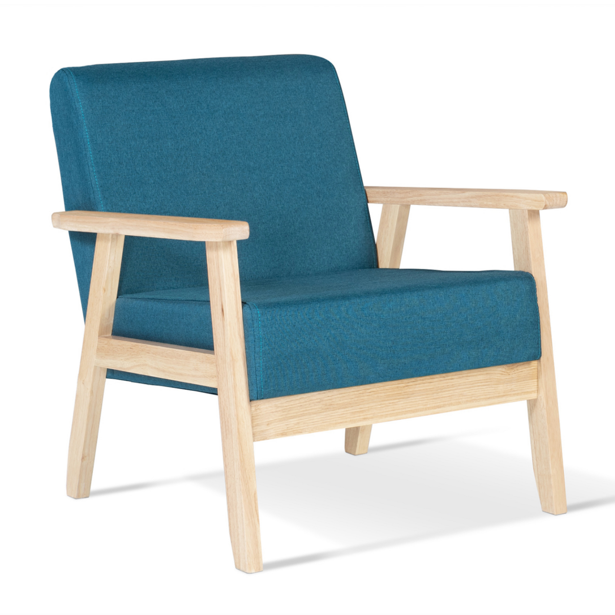 ID MARKET Fauteuil scandinave ANDERS en tissu bleu canard