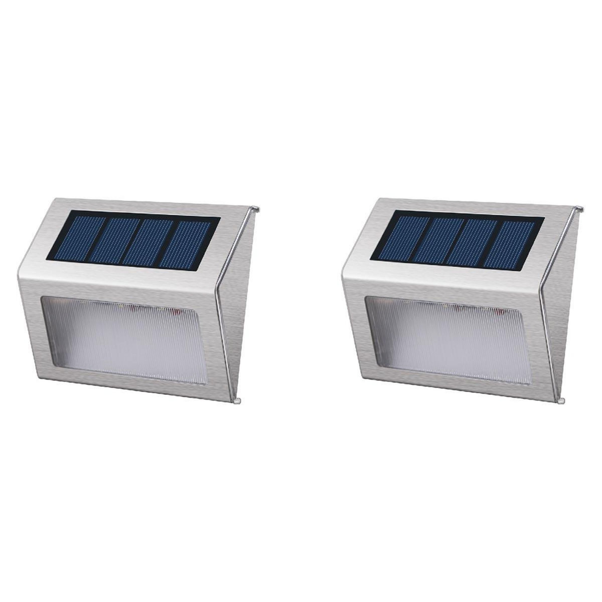Lumisky Lot de 2 projecteurs solaires WALLY Blanc Acier H10cm