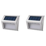 Lumisky Lot de 2 projecteurs solaires WALLY Blanc Acier H10cm