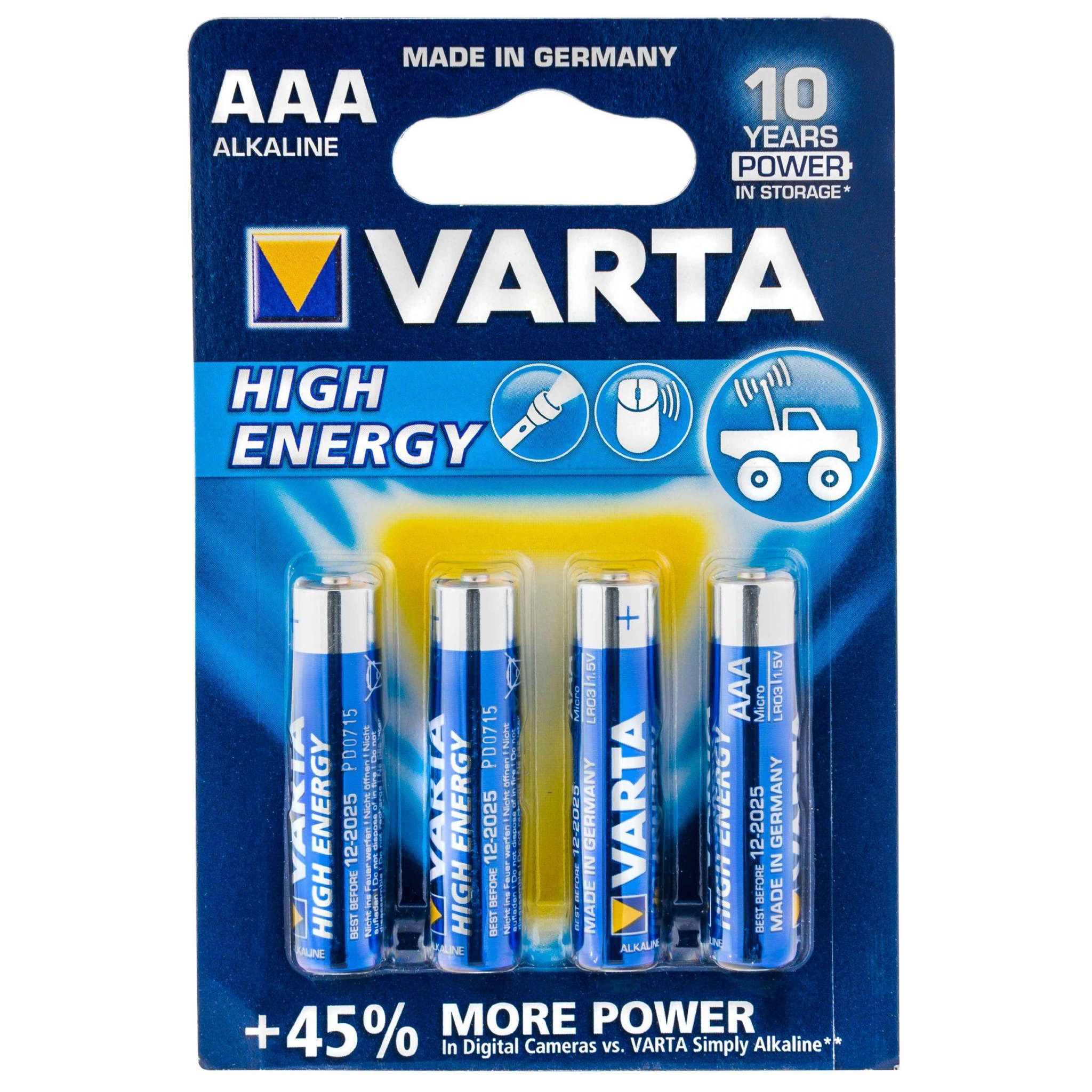 Voir la diapositive 2 : Varta Lot de 4 piles type lr3 1.5 volts - 4903/414