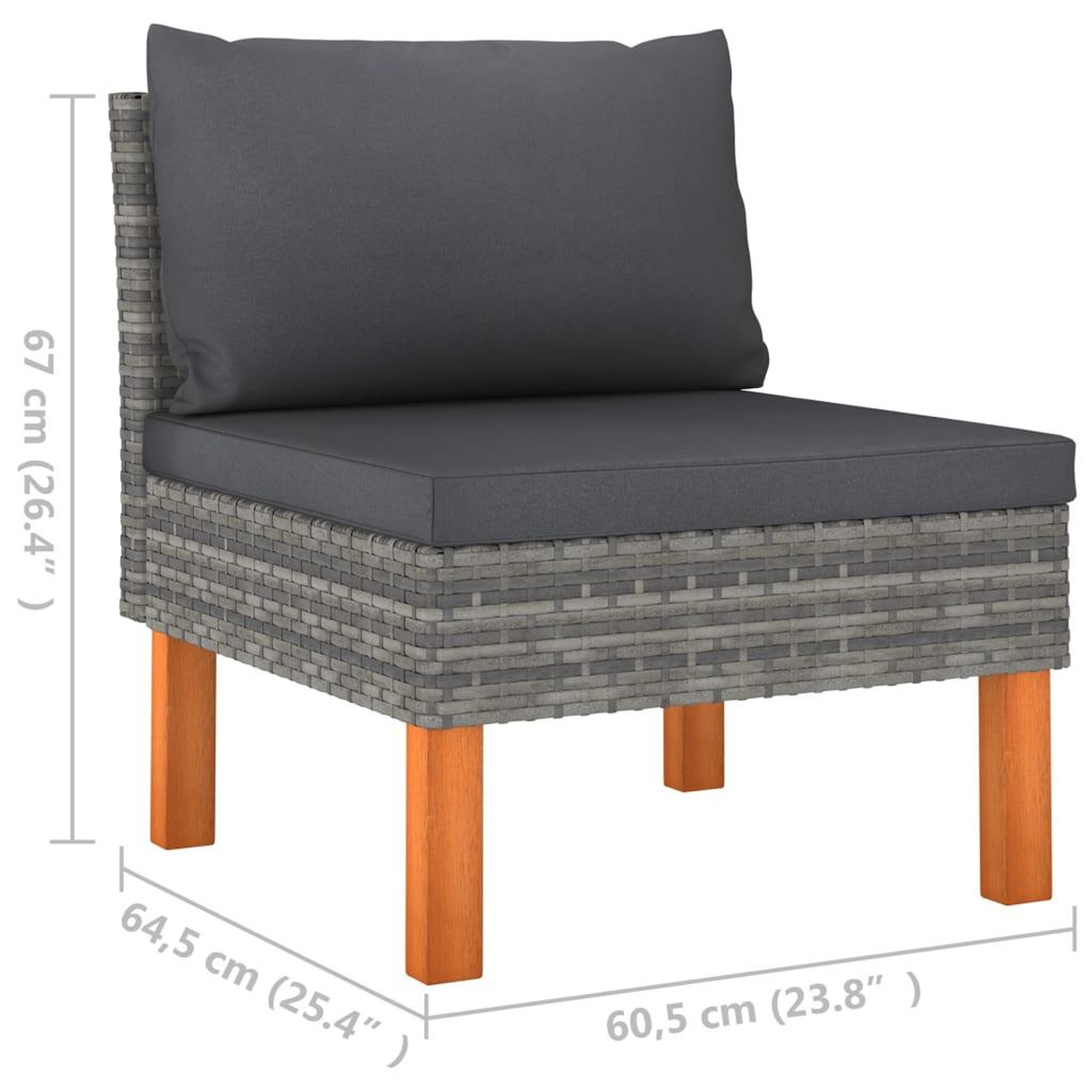 Voir la diapositive 6 : VIDAXL Canape central Resine tressee et bois d'eucalyptus massif