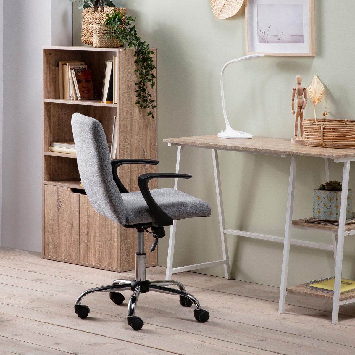 VS VENTA-STOCK Fauteuil de Bureau relevable et reclinable Teo matelassé avec Tissu Gris Clair