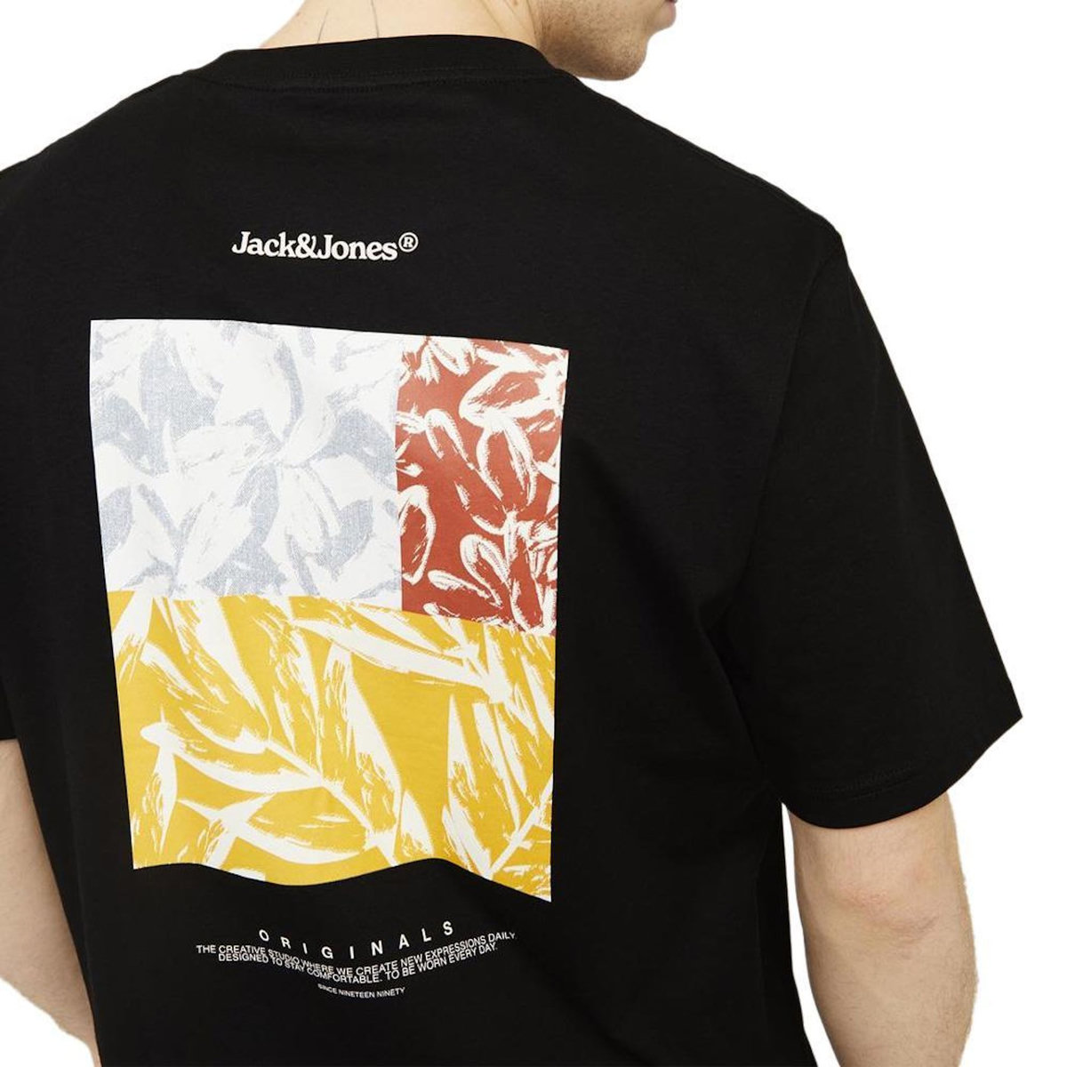 Jack & Jones T-Shirt Noir/Jaune Homme Jack & Jones Back
