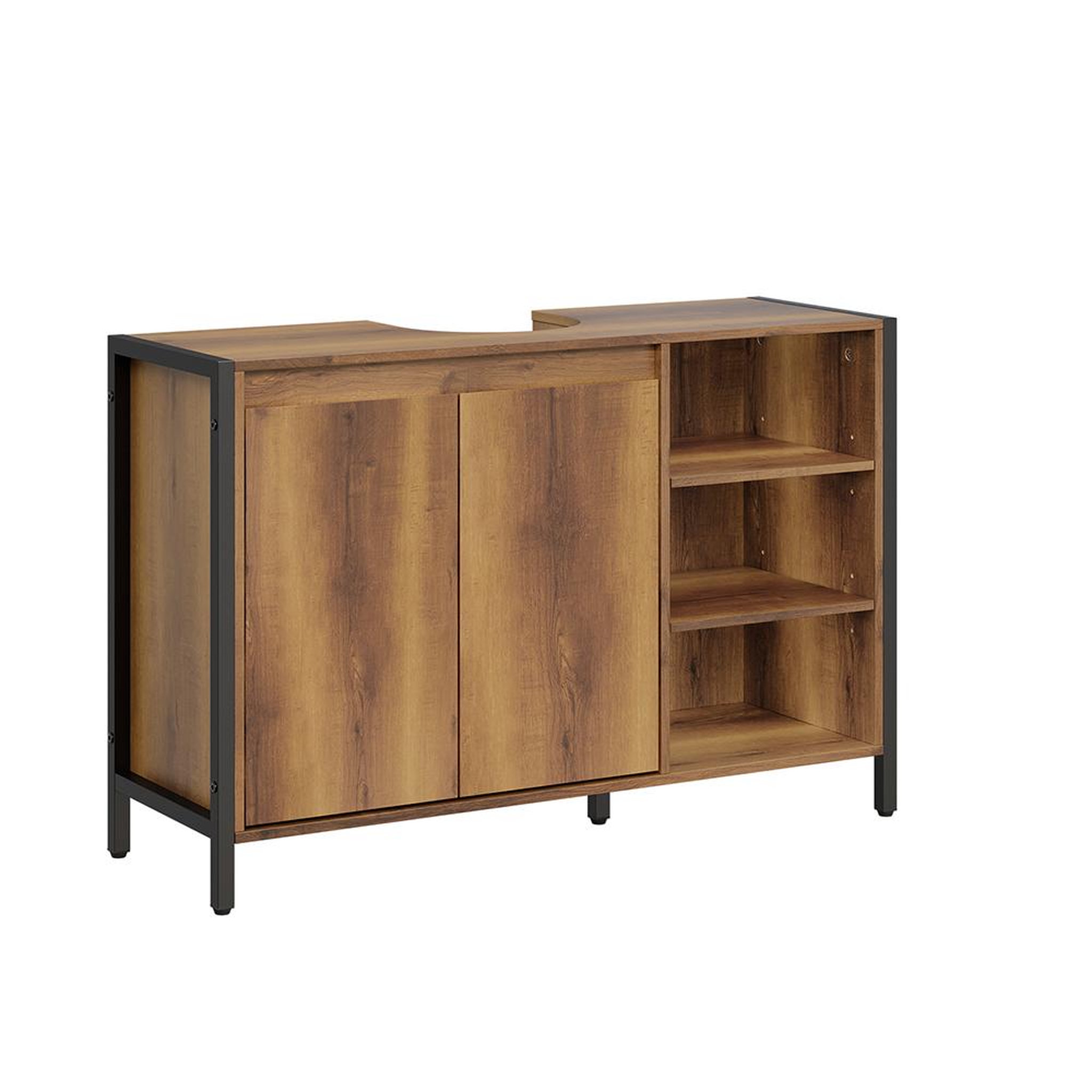 SOBUY Meuble sous-lavabo avec étagères ouvertes Marron clair 90x30x60cm BZR63-L-PF