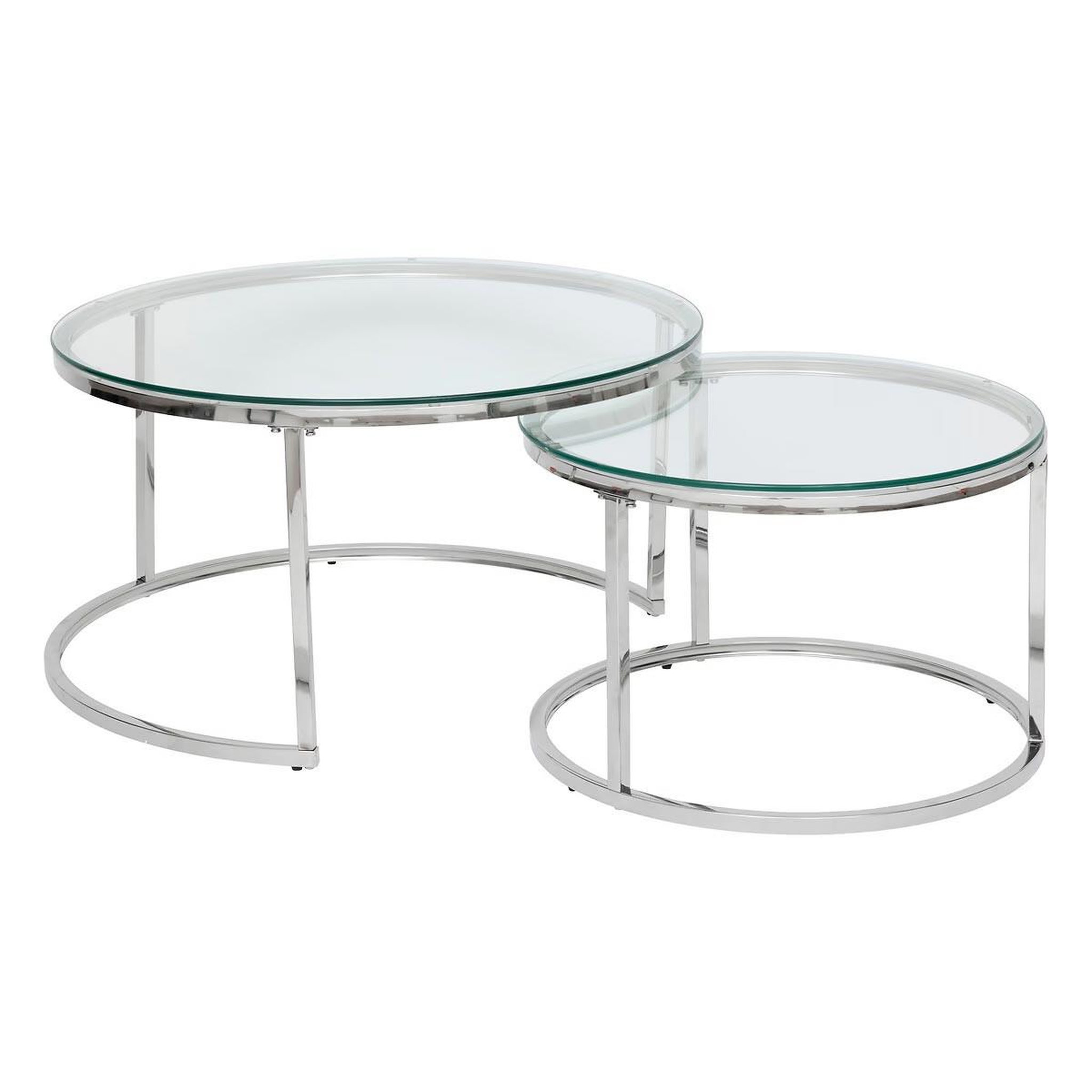 ATMOSPHERA Lot de 2 tables basses gigognes  kneo  80cm argent