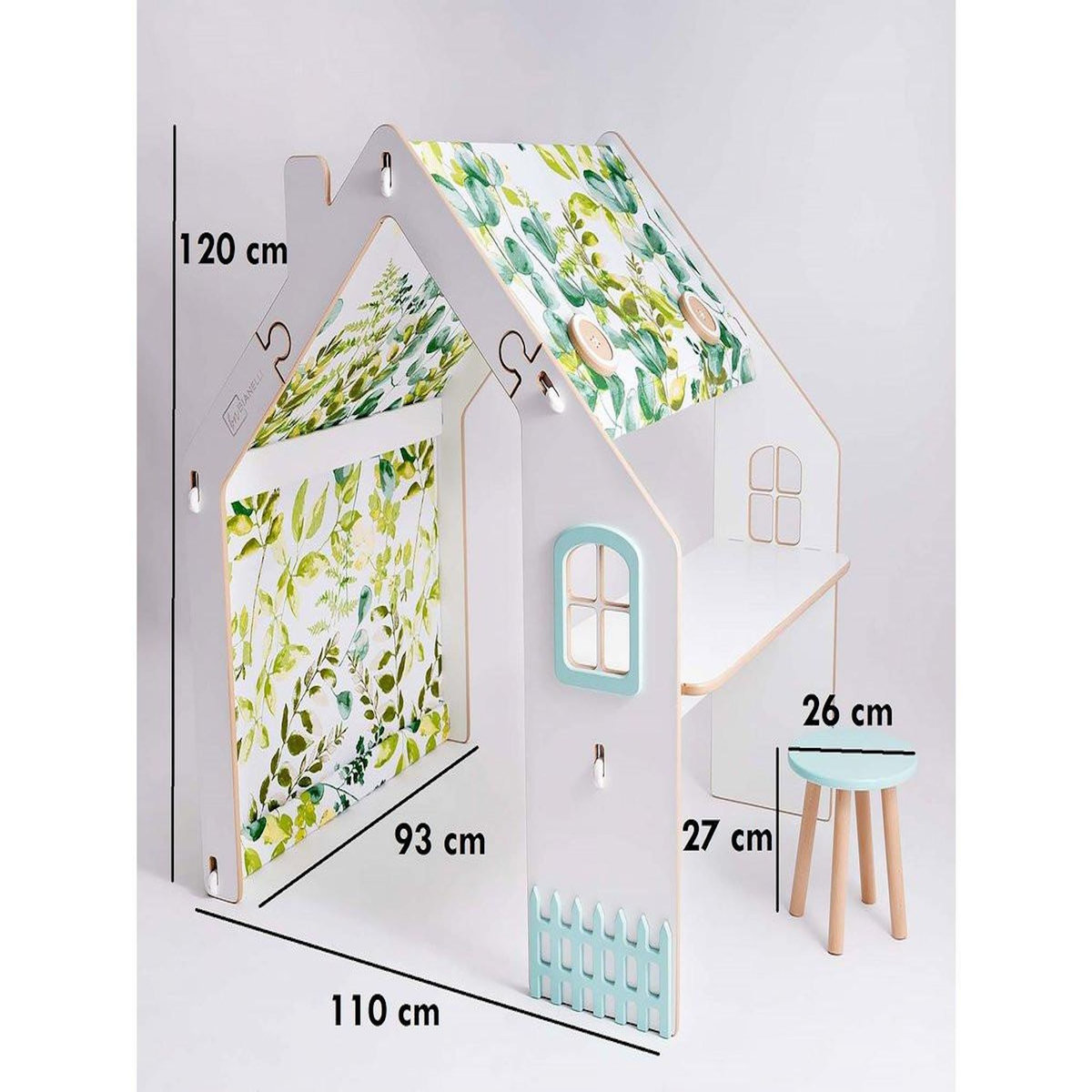 Habitat et Jardin Maisonnette pour enfant en bois  Bianelli  avec bureau - 114 x 93 x 120 cm - Blanc / Menthe