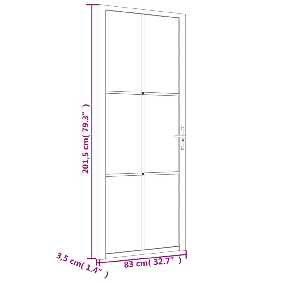 VIDAXL Porte interieure 83x201,5 cm Noir Verre mat et aluminium