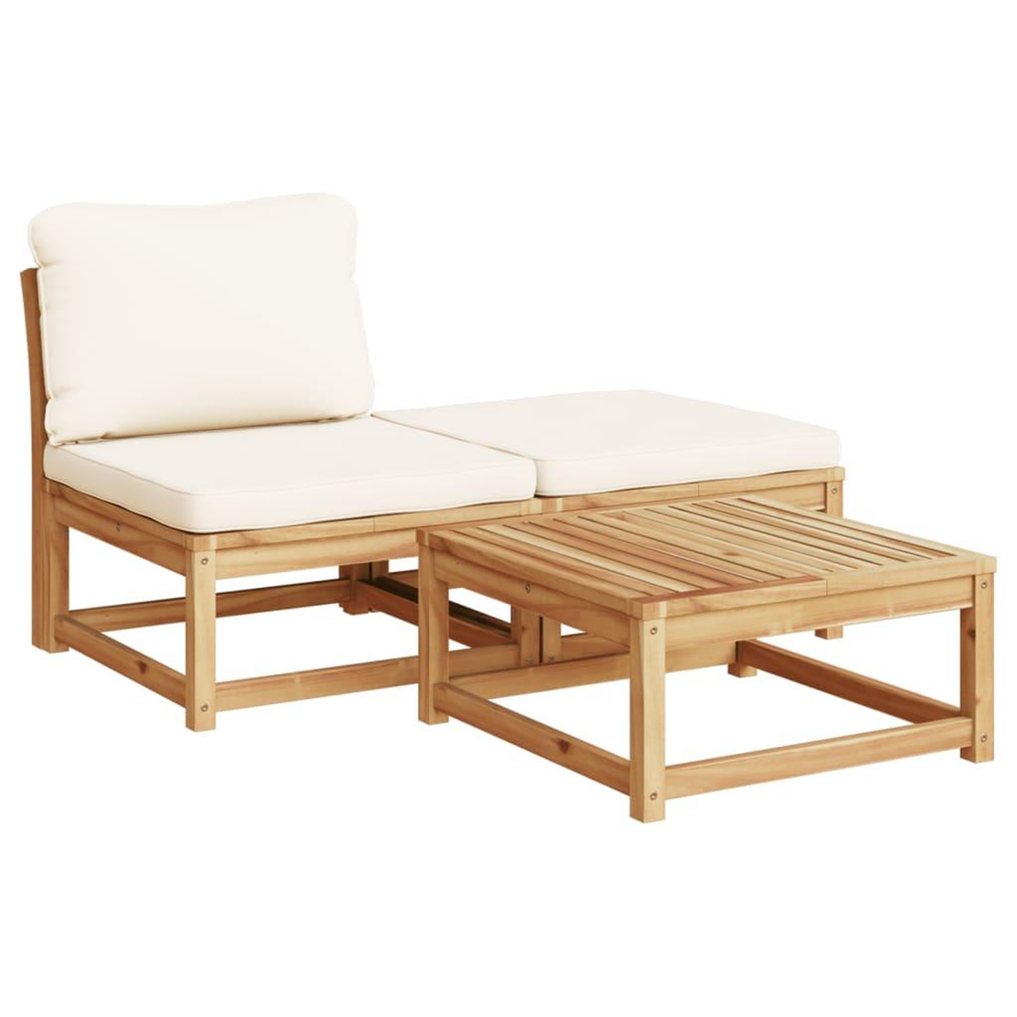 Voir la diapositive 2 : VIDAXL Salon de jardin 3 pcs avec coussins bois massif d'acacia