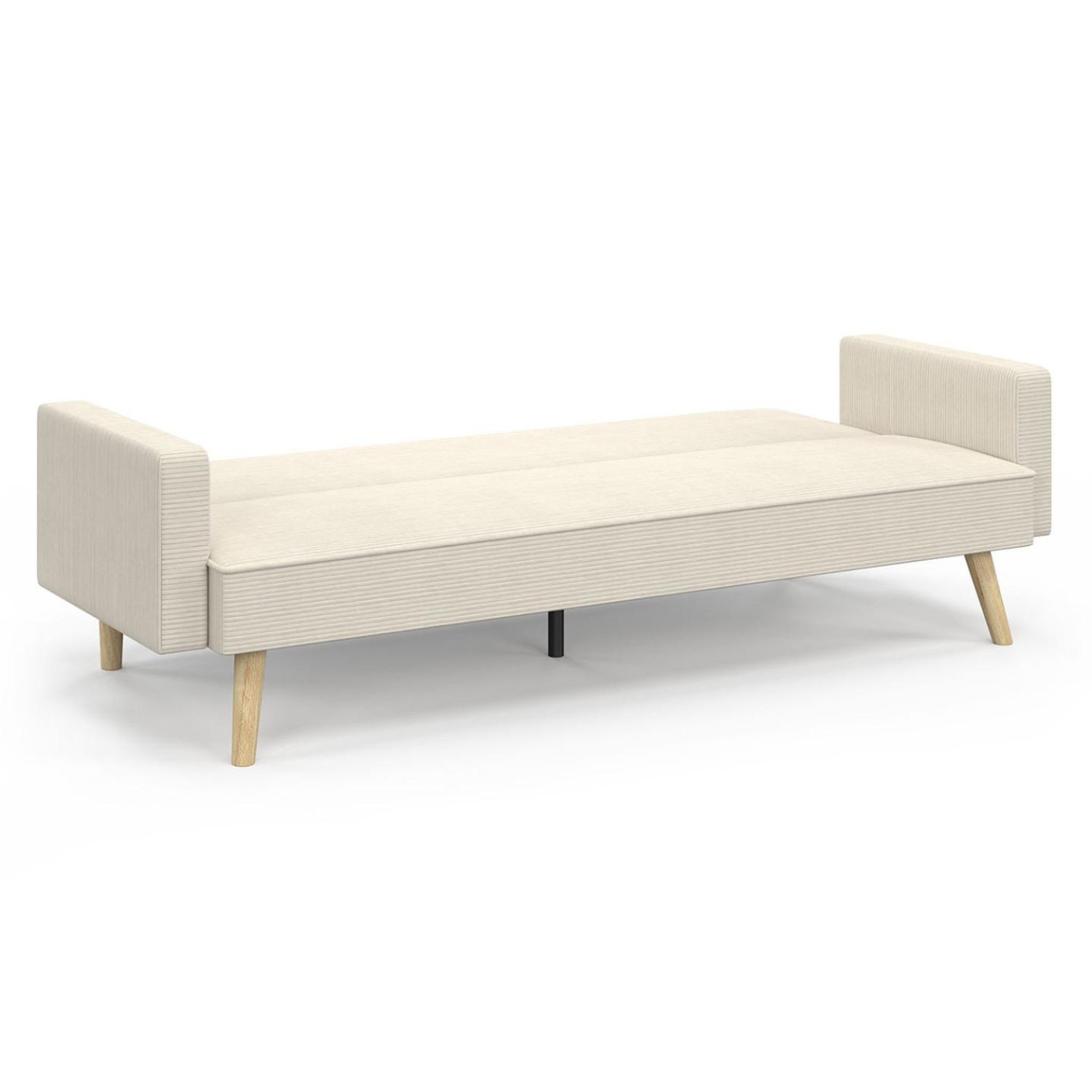Voir la diapositive 3 : ID MARKET Canapé droit scandinave 3 places convertible lars en velours côtelé beige