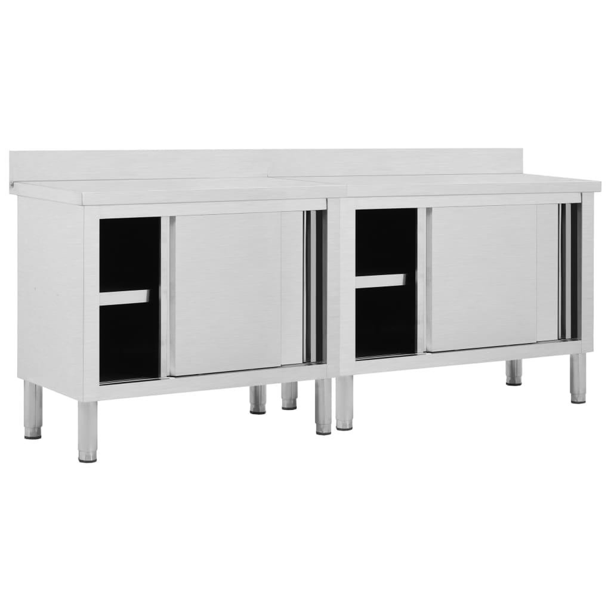 Voir la diapositive 2 : VIDAXL Tables avec portes coulissantes 2 pcs 200x50x(95-97) cm Inox