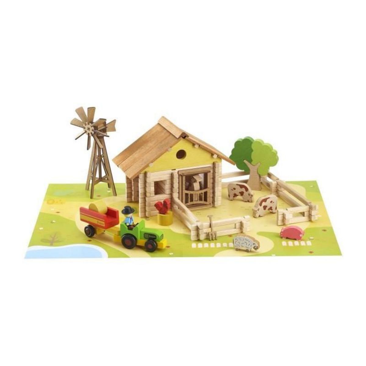 JeuJura Jeu de construction Jeujura Ma Ferme en bois 145 pièces