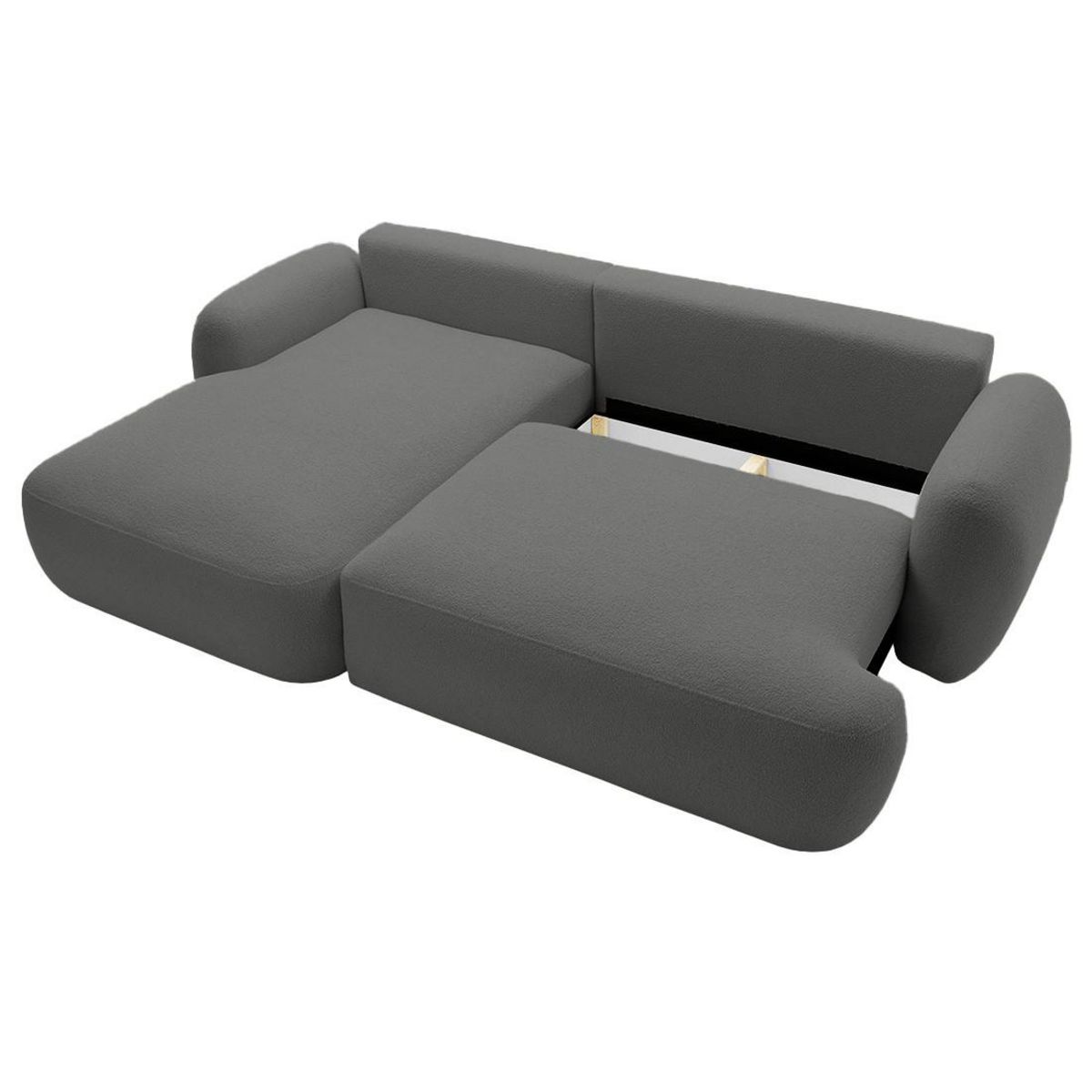 BEST MOBILIER Berenice - canapé d'angle gauche 4 places convertible avec coffre en tissu bouclette