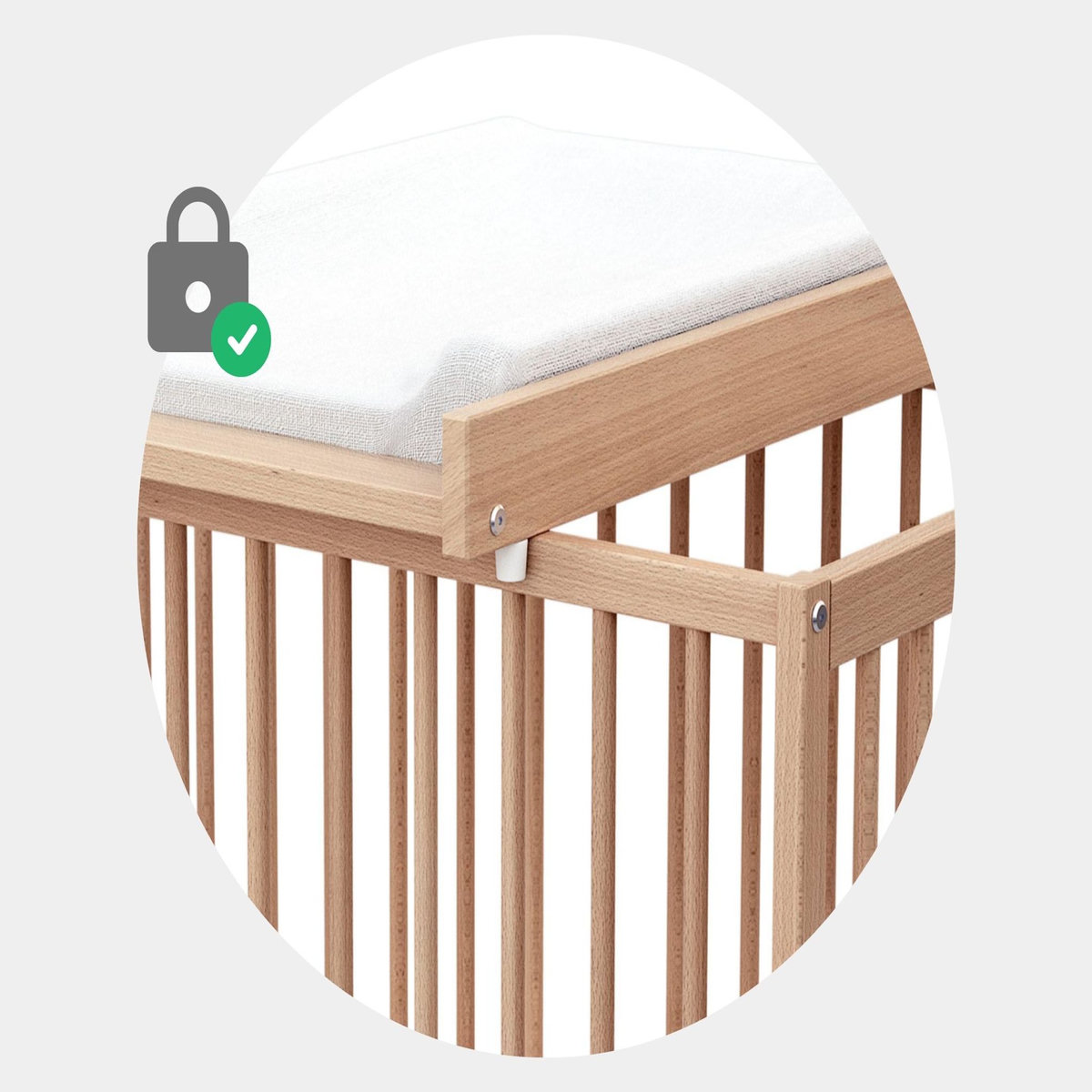 WEBABY Plan à langer amovible avec matelas pour lit bébé ESSENTIEL en bois