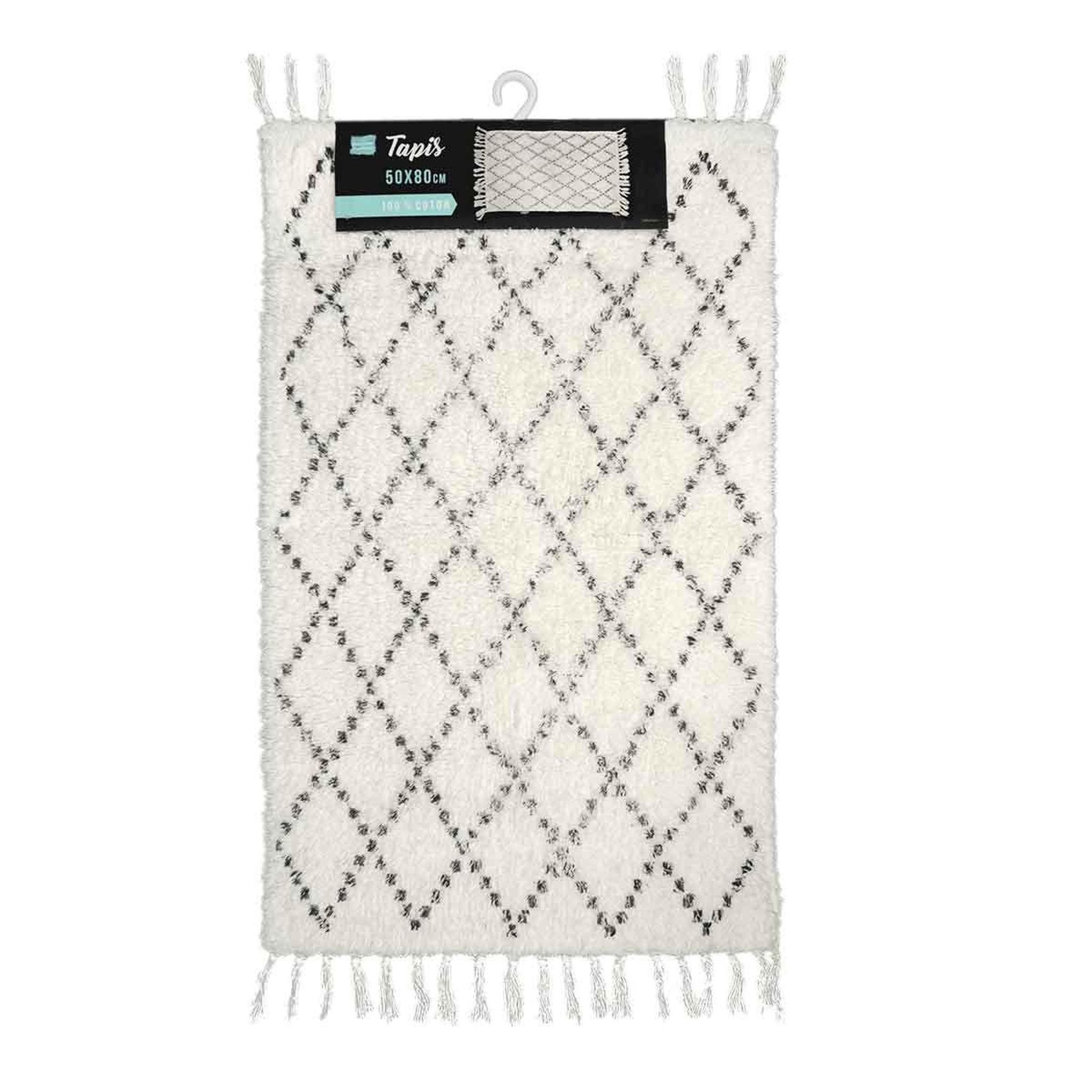 Voir la diapositive 2 : Douceur d'Intérieur Tapis de bain à franges  latika  50x80cm blanc