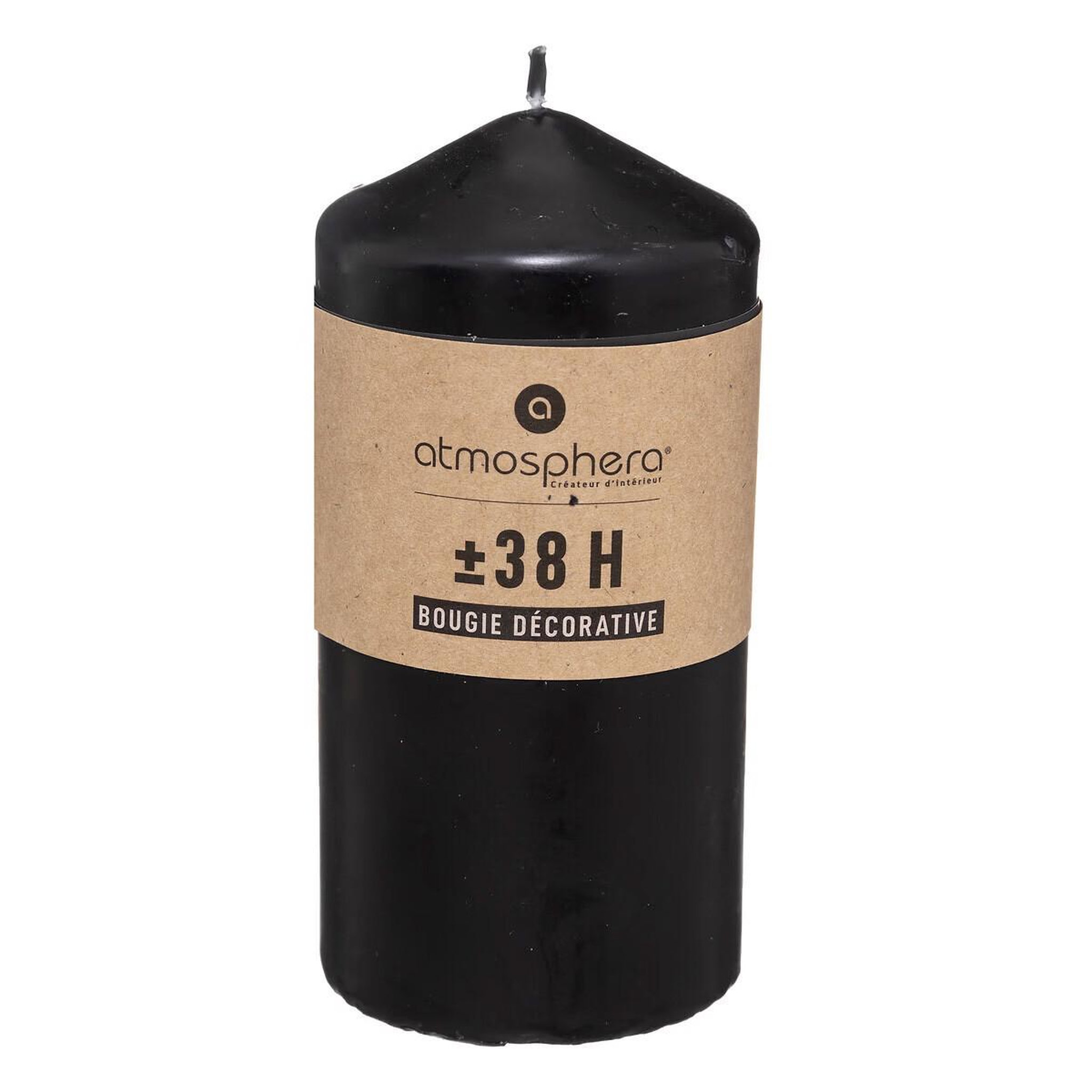 Voir la diapositive 2 : COMPTOIR DE LA BOUGIE Bougie cylindrique  hugo  14cm noir