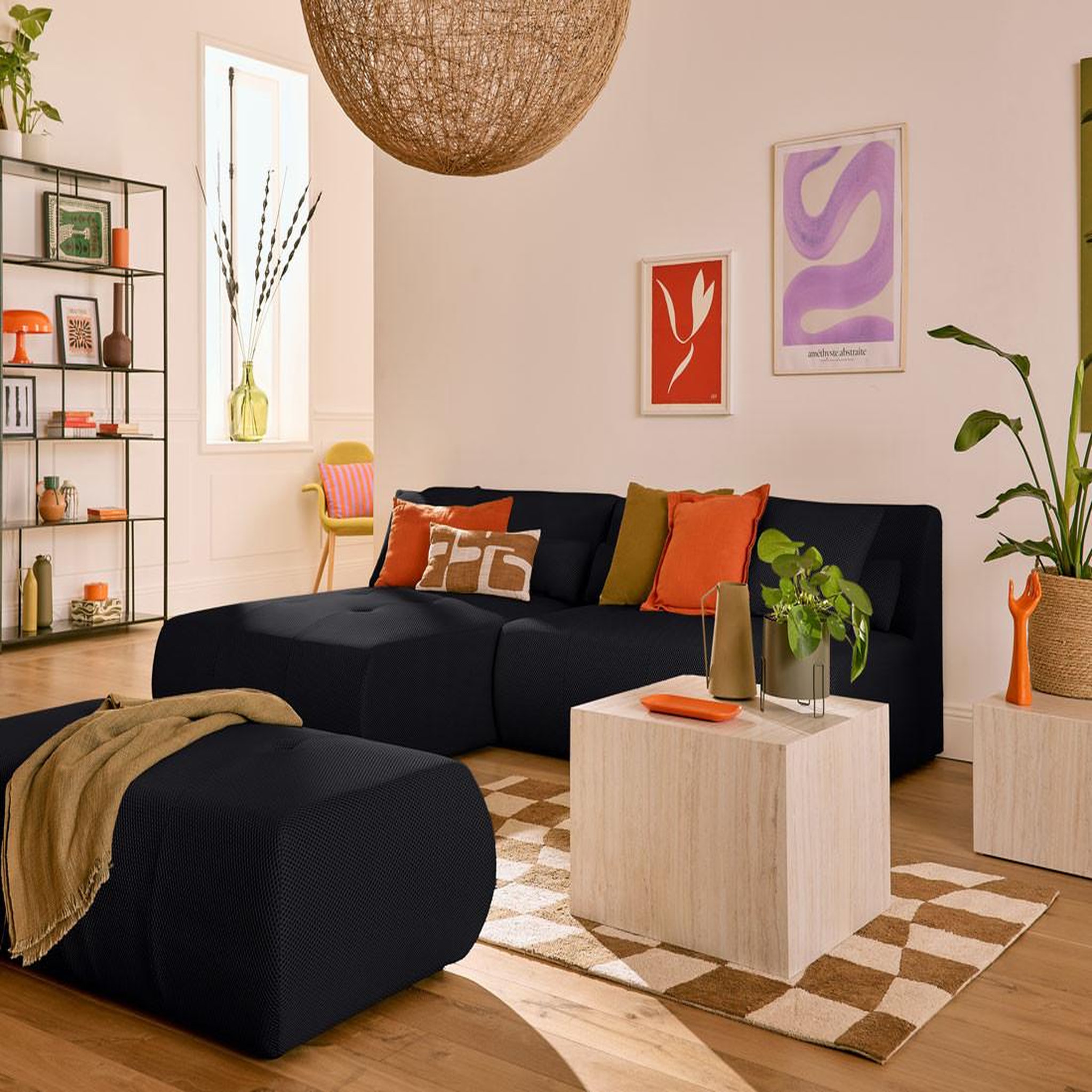 Voir la diapositive 2 : LISA DESIGN Onyx - canapé modulable d'angle réversible 4 places - en tissu mailles 3d