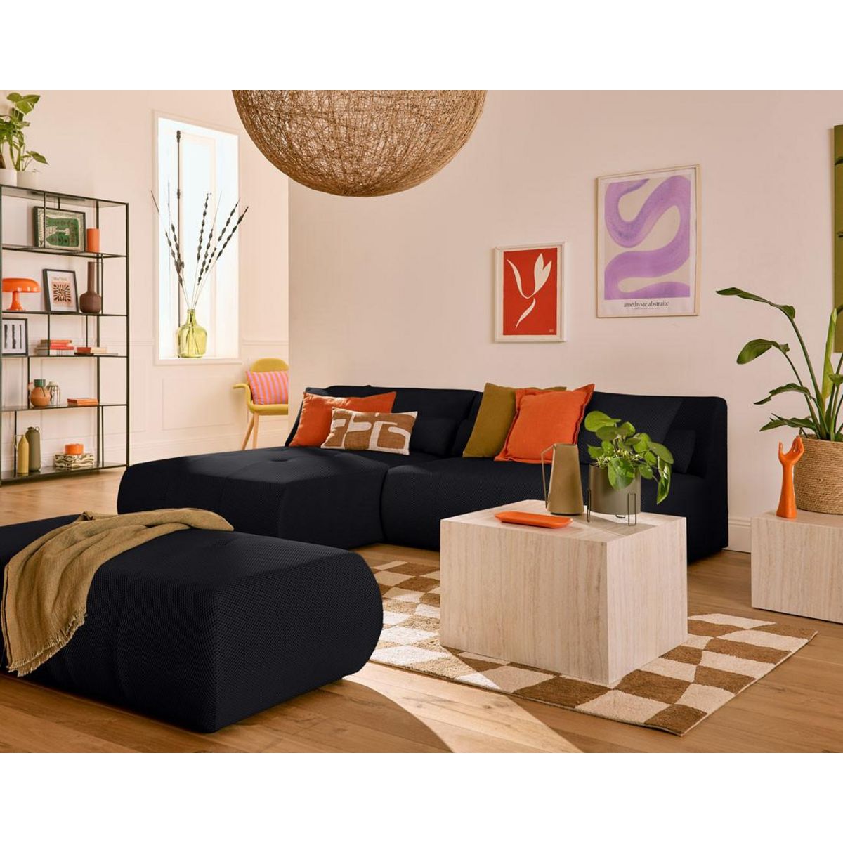 LISA DESIGN Onyx - canapé modulable d'angle réversible 4 places - en tissu mailles 3d