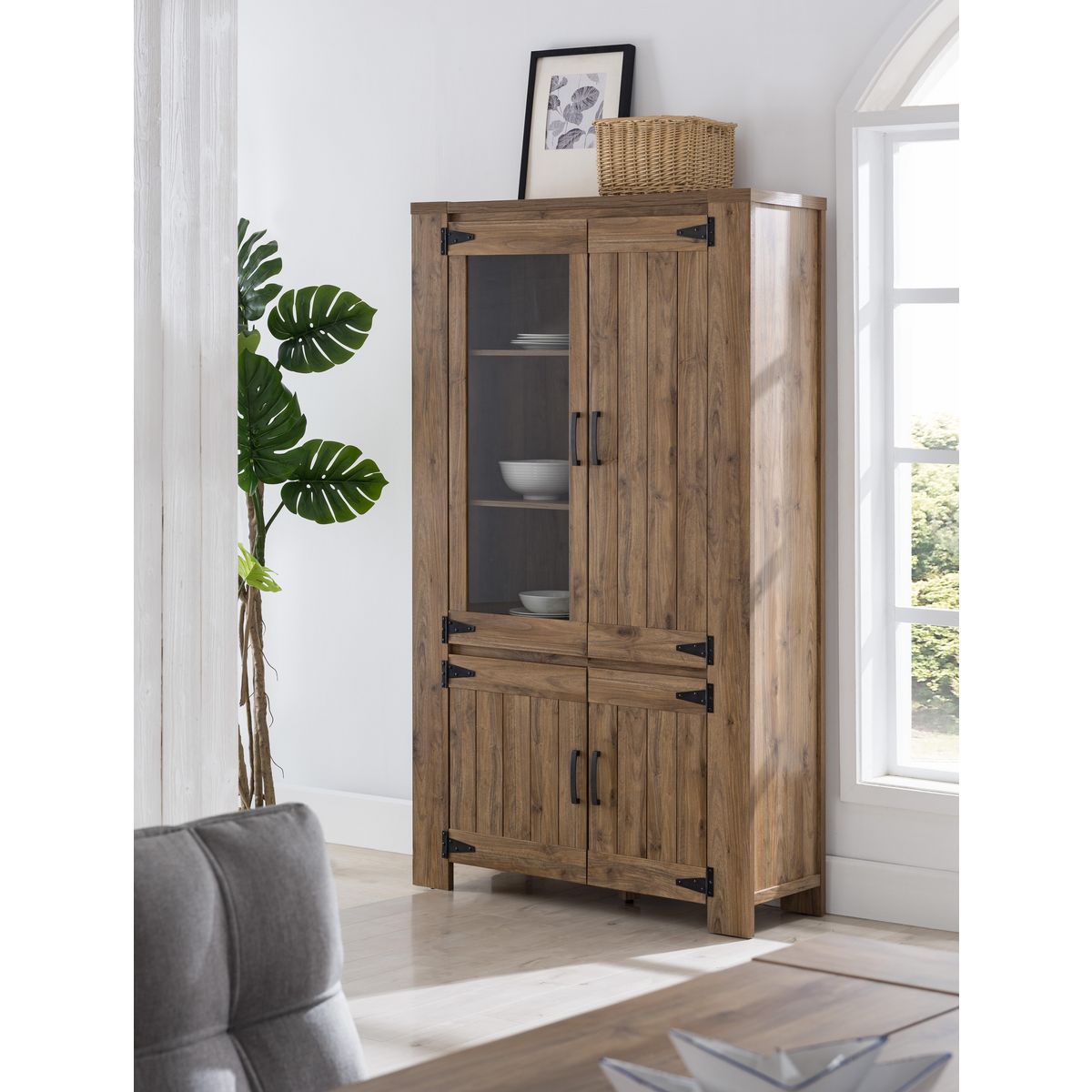 Buffet haut vitrine 4 portes L113cm LUCIEN