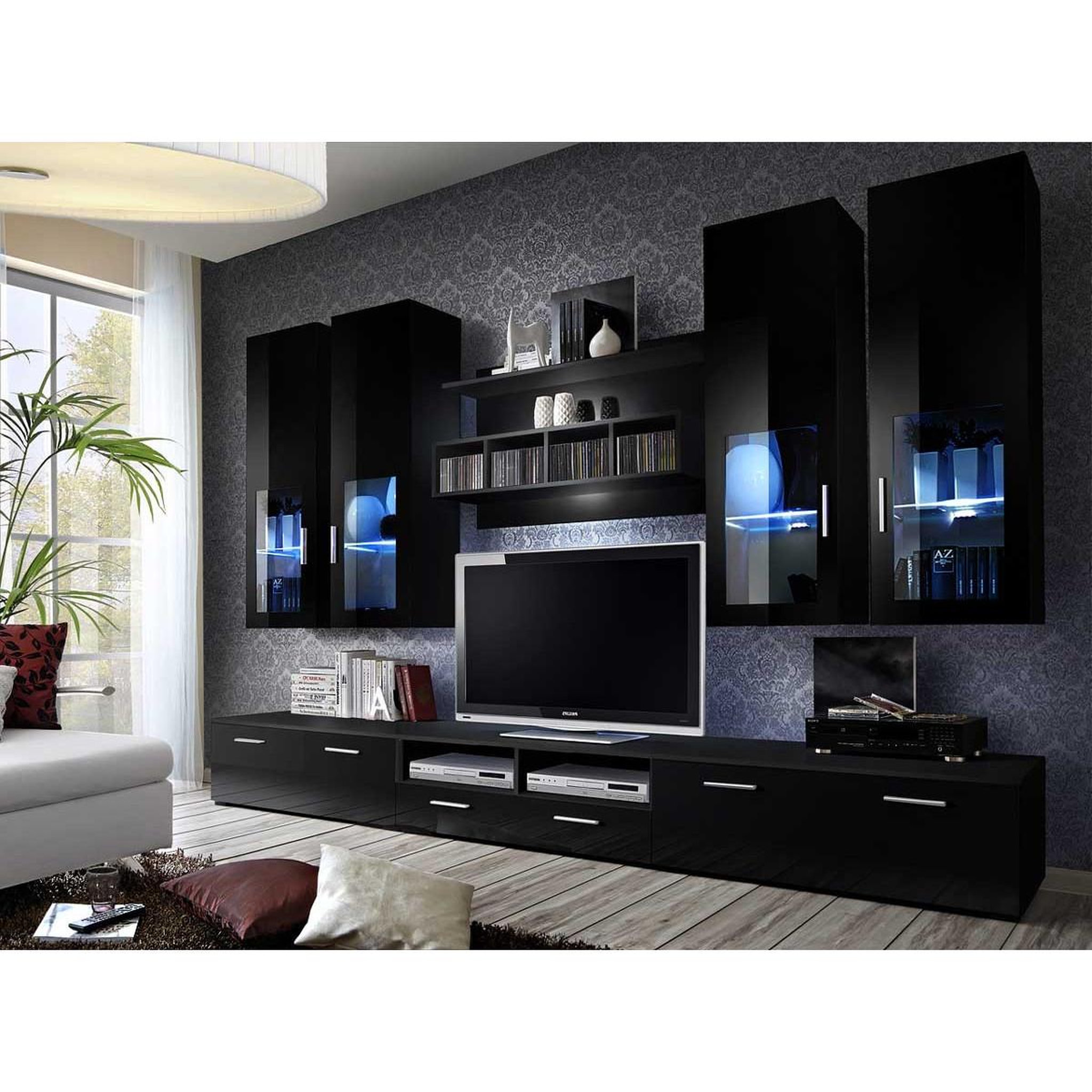 Voir la diapositive 5 : Paris Prix Meuble tv mural design  lyra  300cm noir
