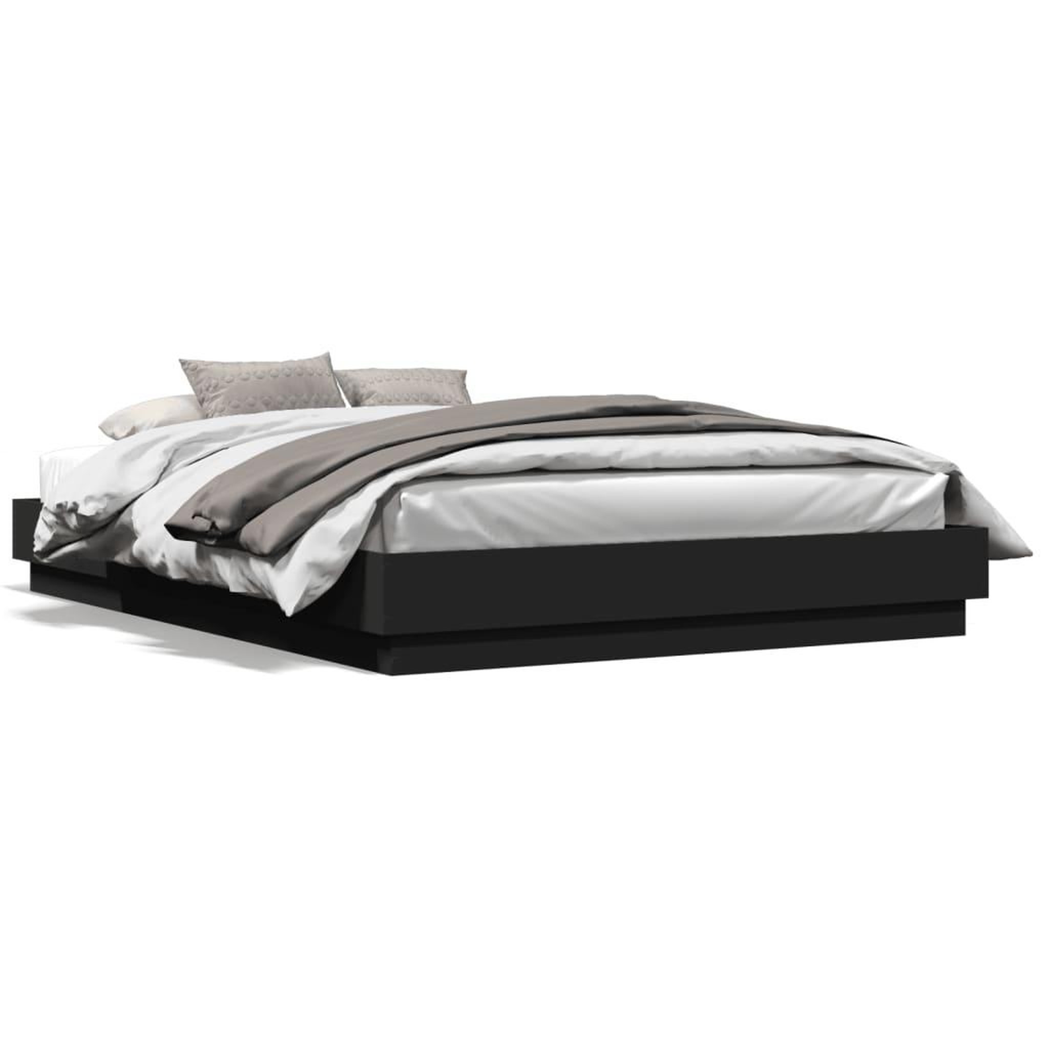 Voir la diapositive 5 : VIDAXL Cadre de lit avec LED sans matelas noir 150x200 cm