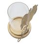 Voir la diapositive 4 : Paris Prix Photophore Design en Verre  Feuilles  21cm Or