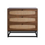 Voir la diapositive 4 : SWEEEK Commode rétro décor bois et cannage 3 tiroirs piètement et poignées en métal noir