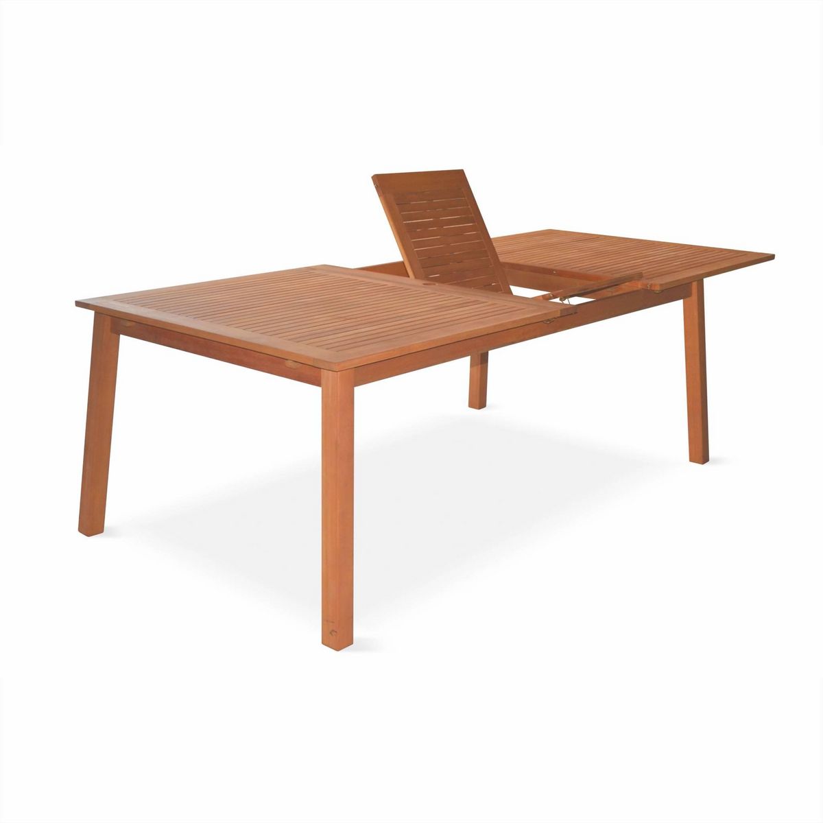 SWEEEK Table de jardin en bois 200-250-300cm - Almeria - Grande table rectangulaire avec allonge eucalyptus. Intérieur / Extérieur