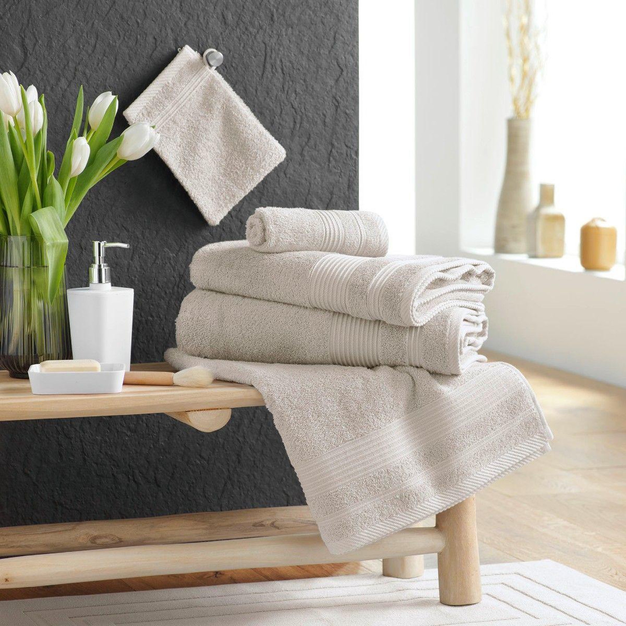 Voir la diapositive 4 : Douceur d'Intérieur Drap de douche  tendresse  70x130cm lin