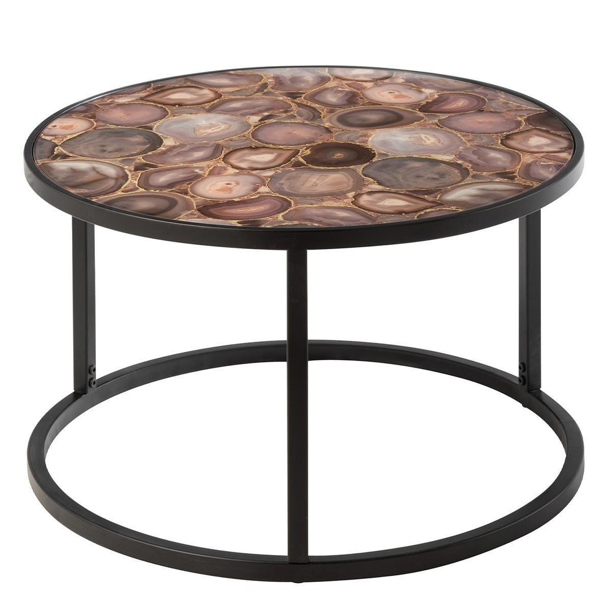 Voir la diapositive 1 : J-LINE Table basse ronde  aver  60cm marron & noir