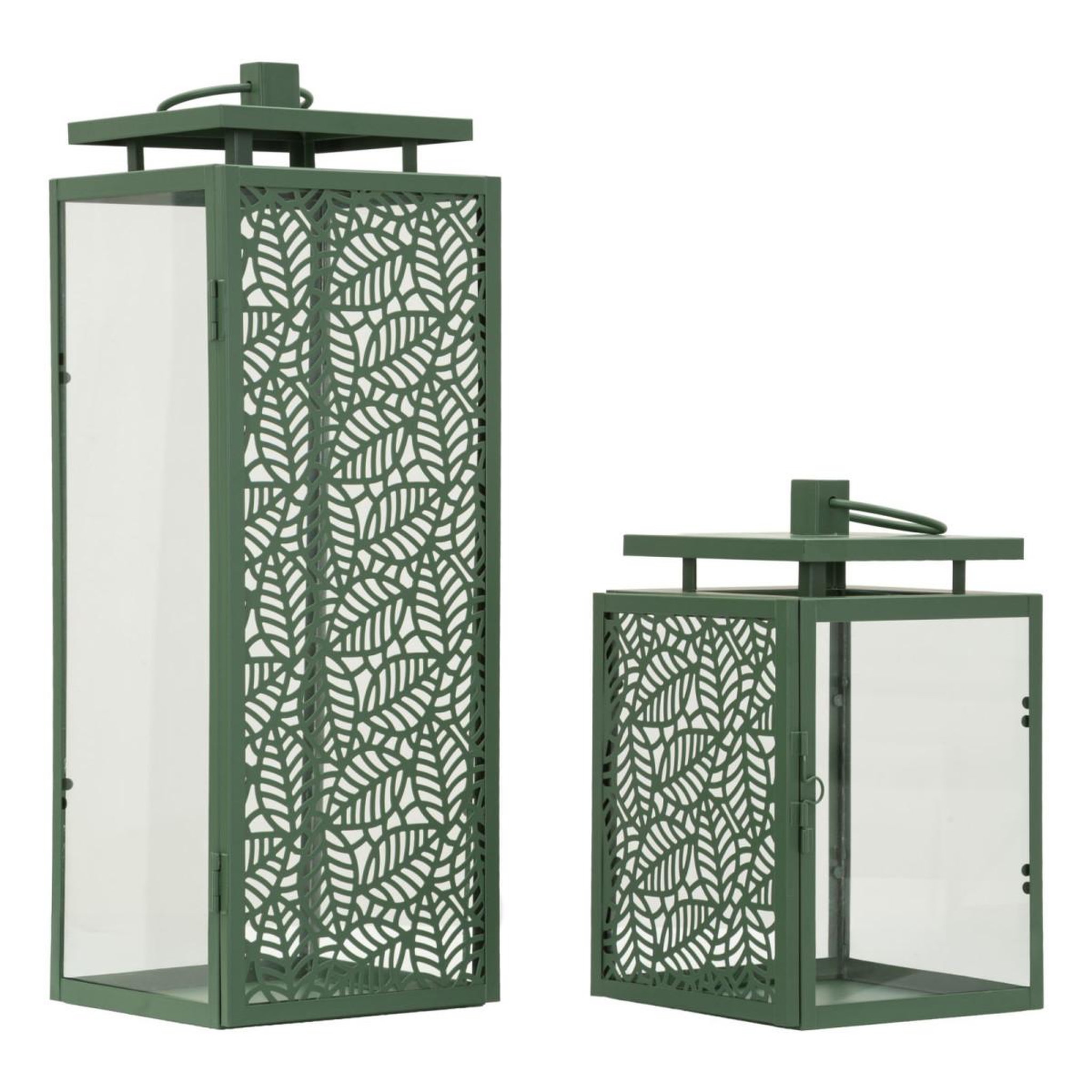 Paris Prix Lot de 2 Lanternes en Métal  Hall  41cm Vert