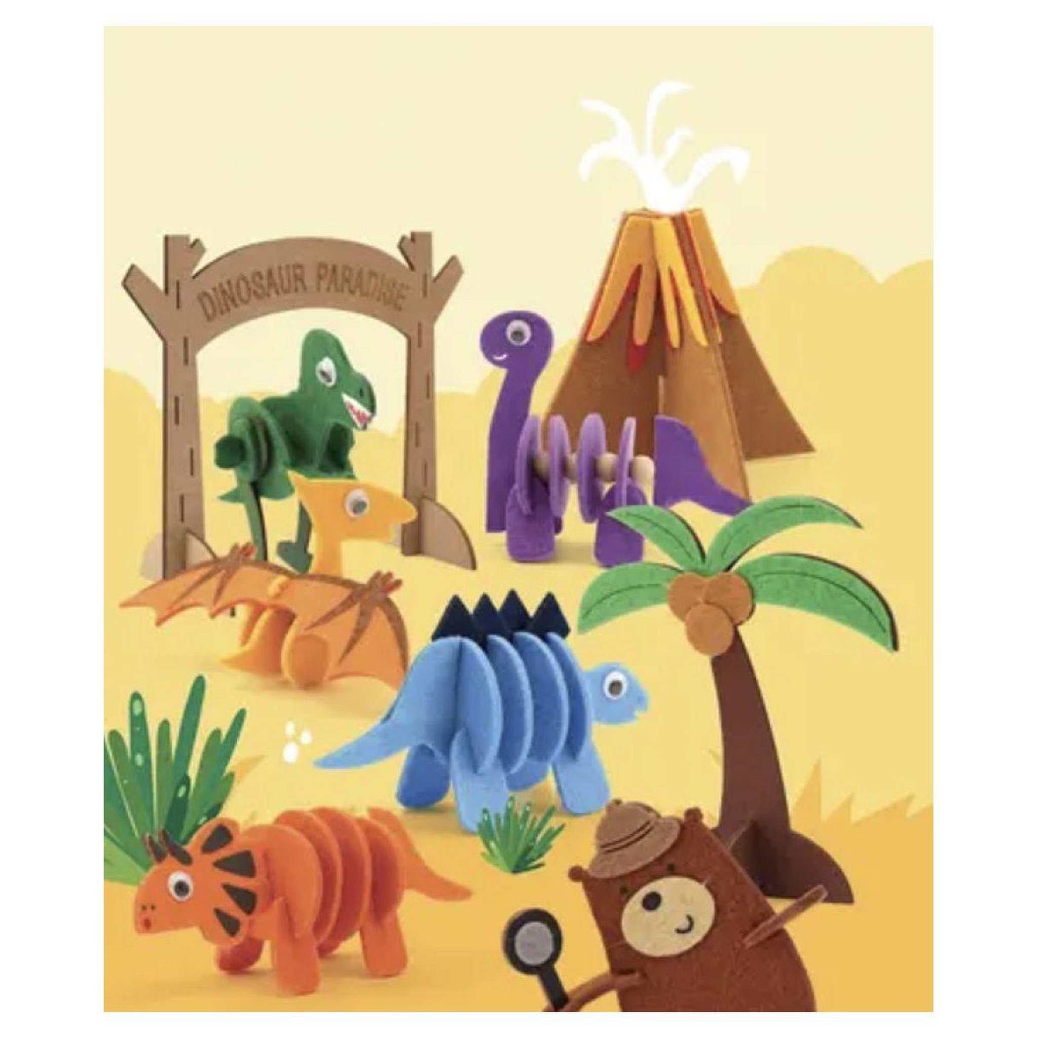 Voir la diapositive 2 : GRAINE CRÉATIVE Kit parc des dinosaures en bois - perles et feutrine