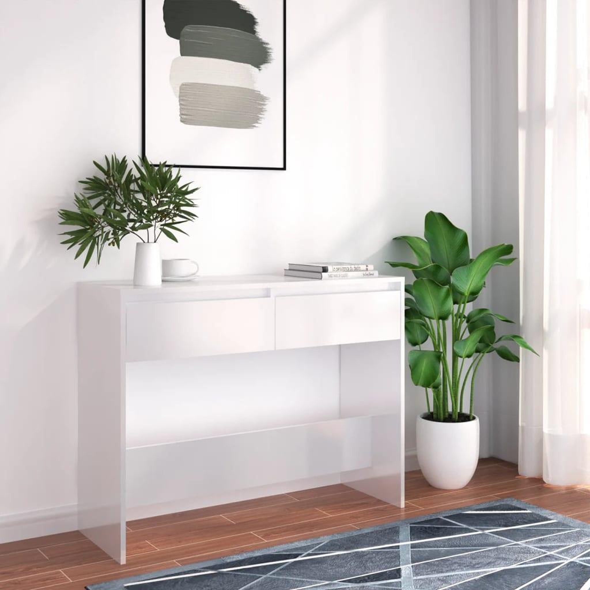 Voir la diapositive 1 : VIDAXL Table console blanc 100x35x76,5 cm bois d'ingenierie