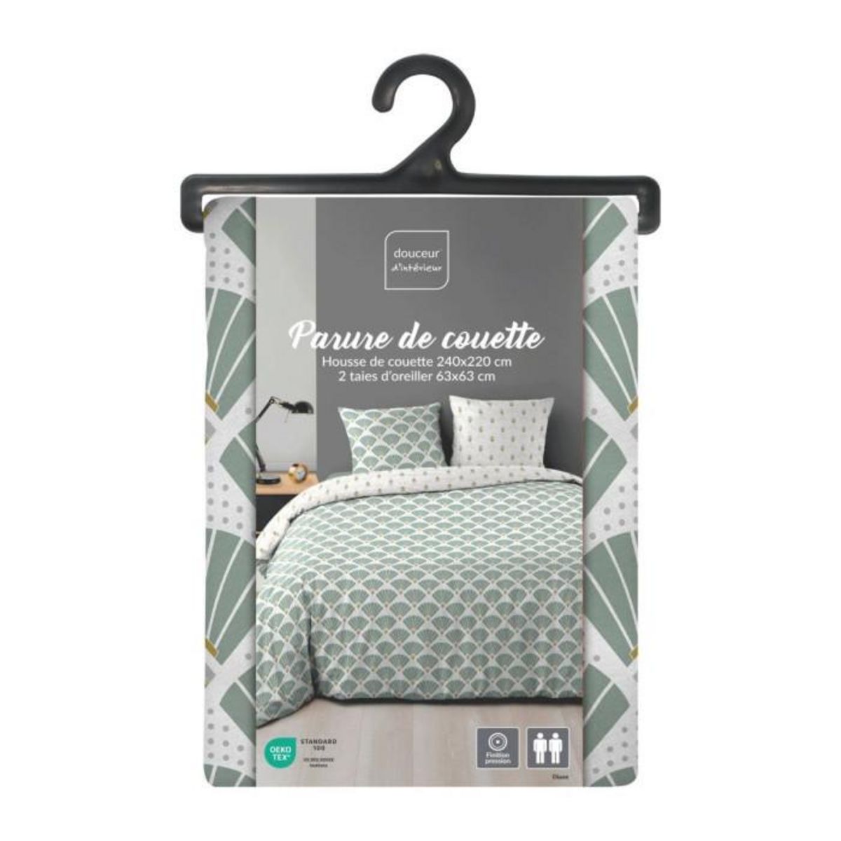 Paris Prix Parure de Lit 3 Pièces  Diane  240x220cm Vert